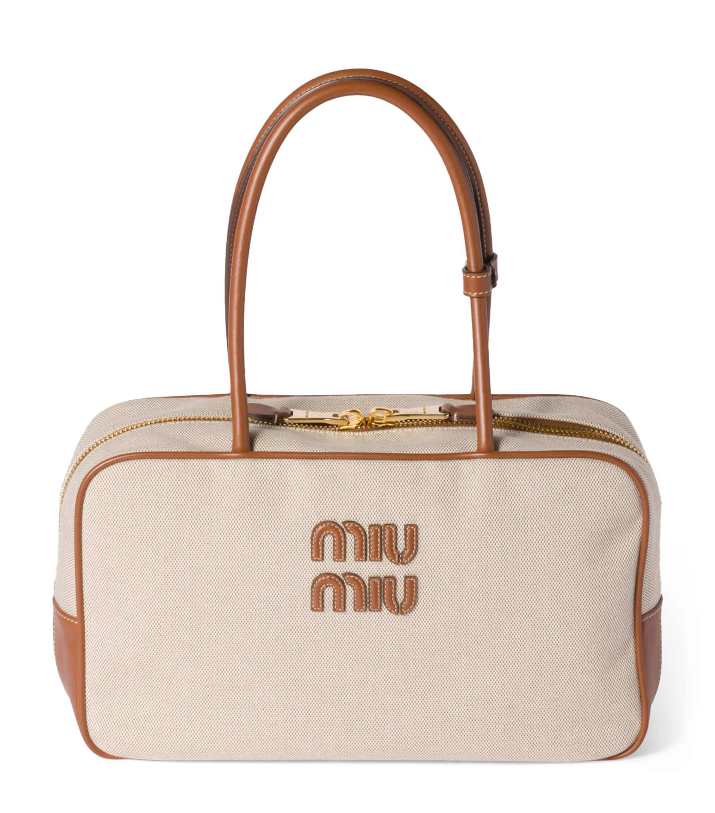 Leather-Canvas Beau Top-Handle Bag