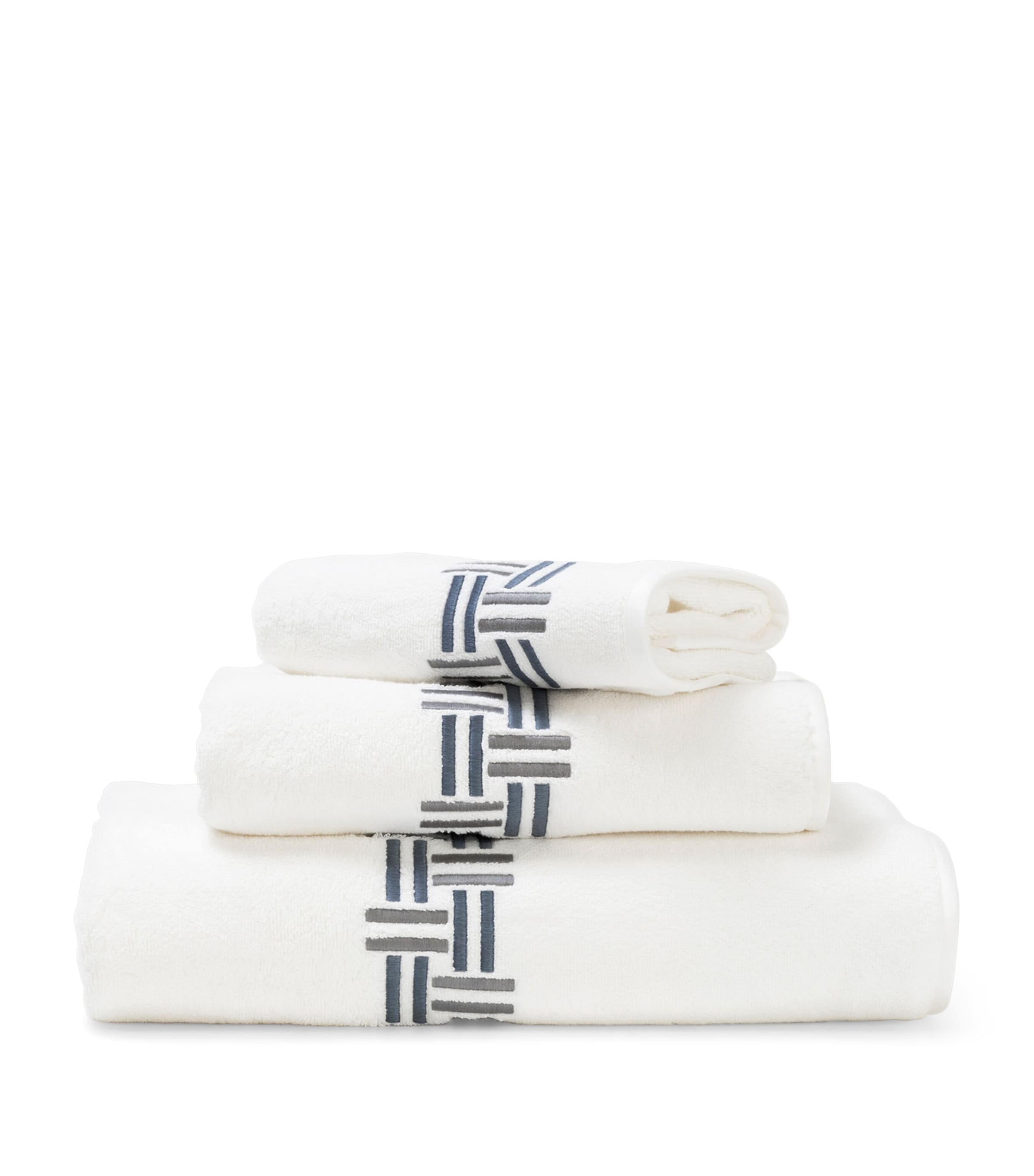 Frette Basket Weave Hand Towel (60cm x 110cm) Steel Blue/gr