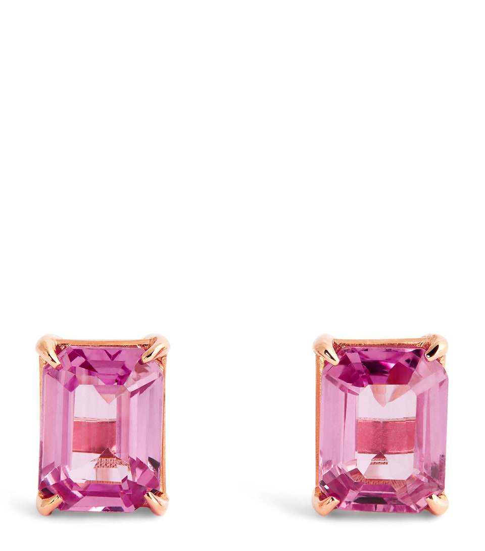 Rose Gold and Pink Sapphire Stud Earrings