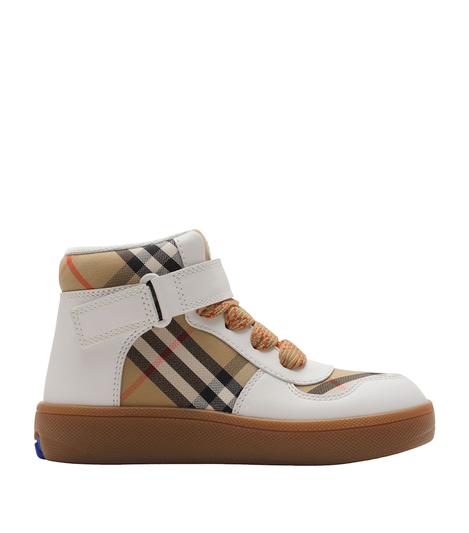 Leather Check High-Top Sneakers
