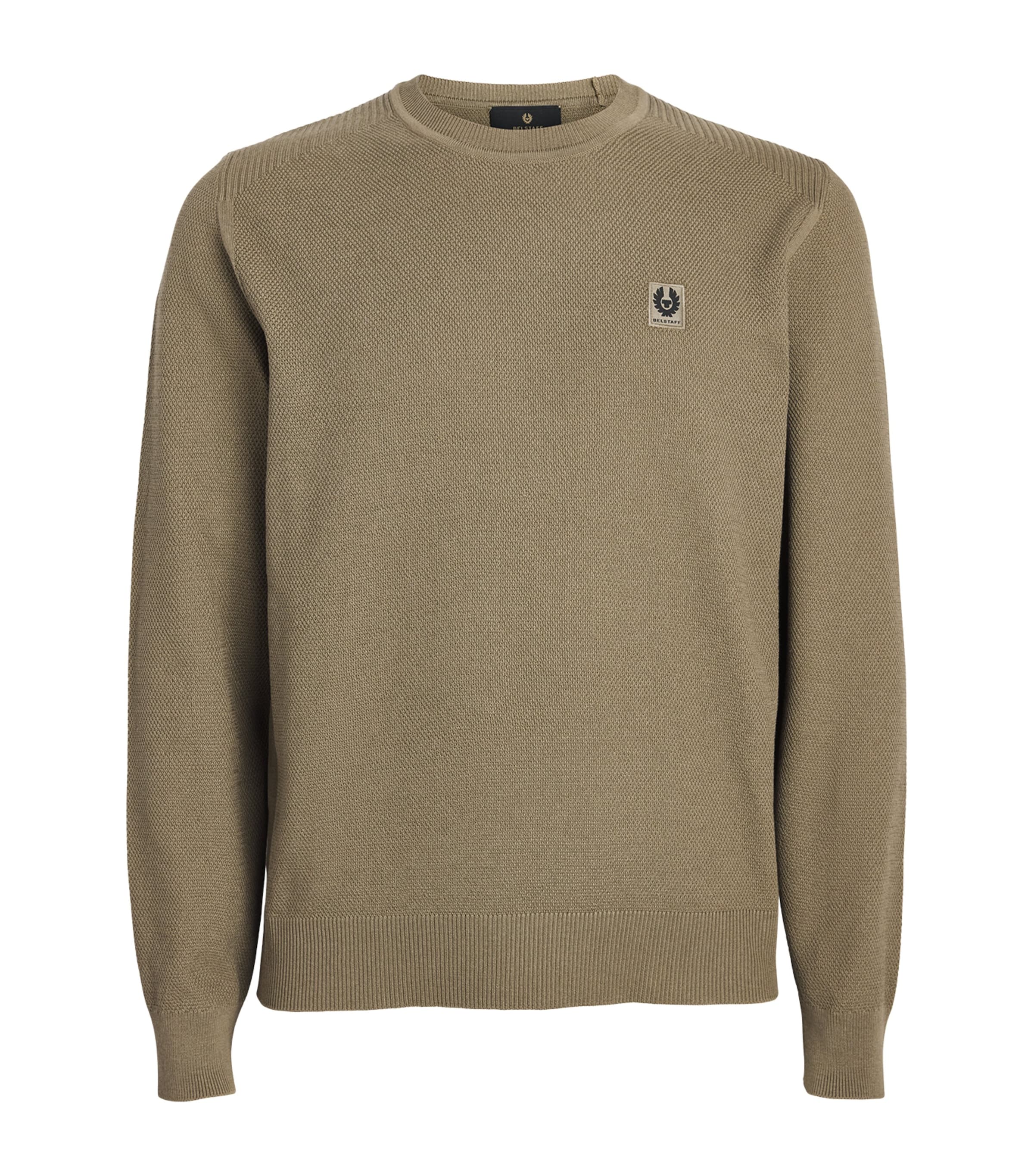 Belstaff Mens Silk-Organic Cotton Coast Sweater Fatigue Greenftggn