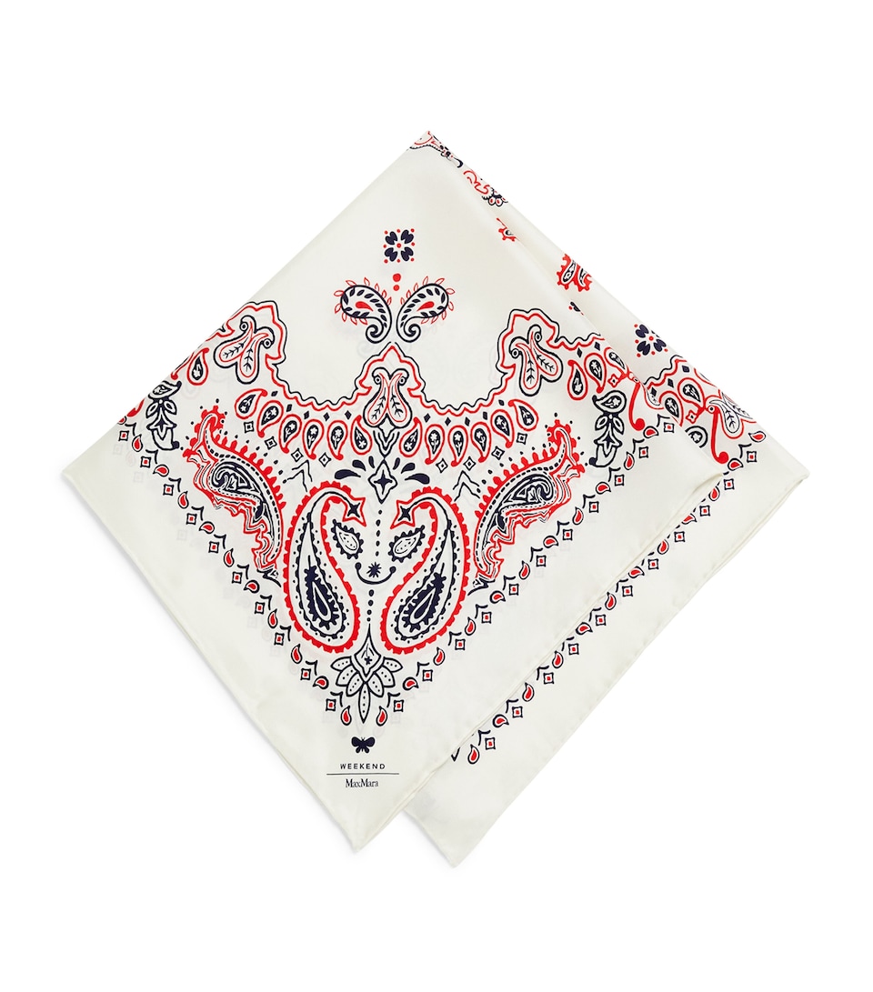 Silk Paisley Print Square Scarf