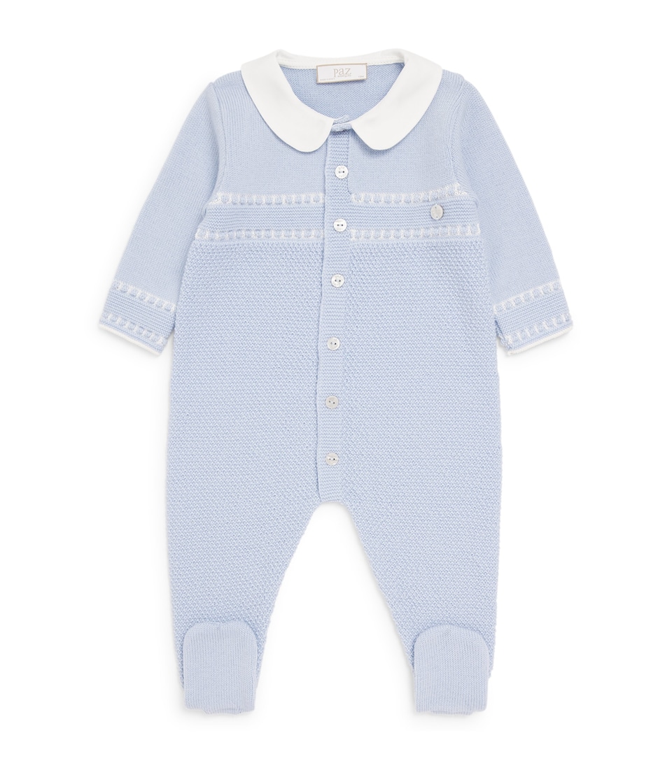 Paz Rodriguez Knitted All-In-One (0-12 Months) Light Blue/cream