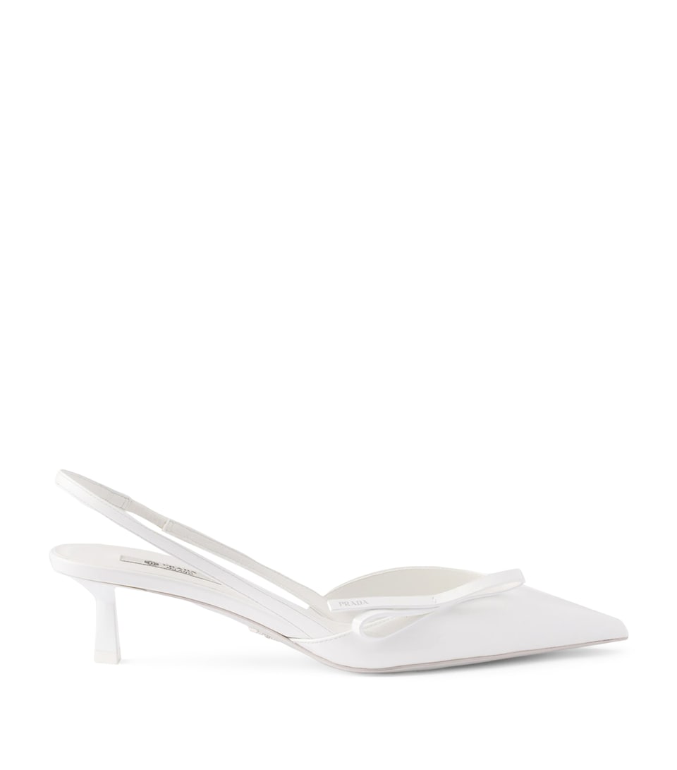 Prada Patent Leather Slingback Kitten Heels 45 White