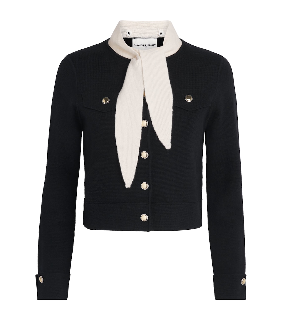 Claudie Pierlot Womens Wool-Cotton Scarf Cardigan Dual Color