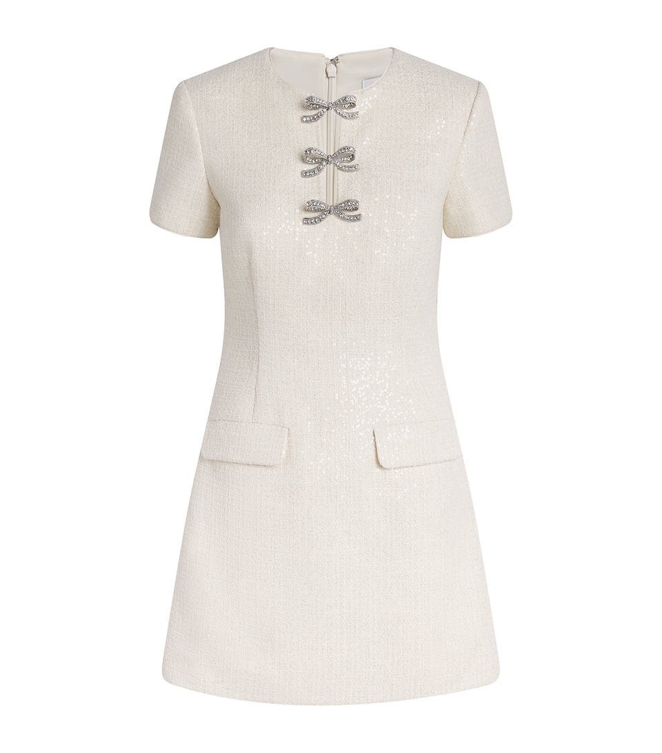 Sequin Bouclé Bow Midi Dress