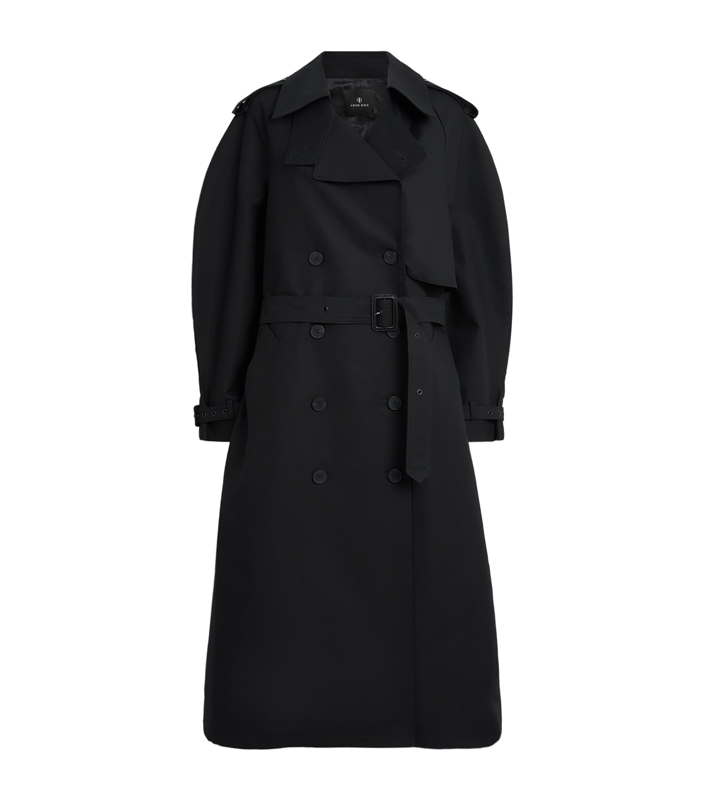 ANINE BING Womens Cotton Pascale Trench Coat Black