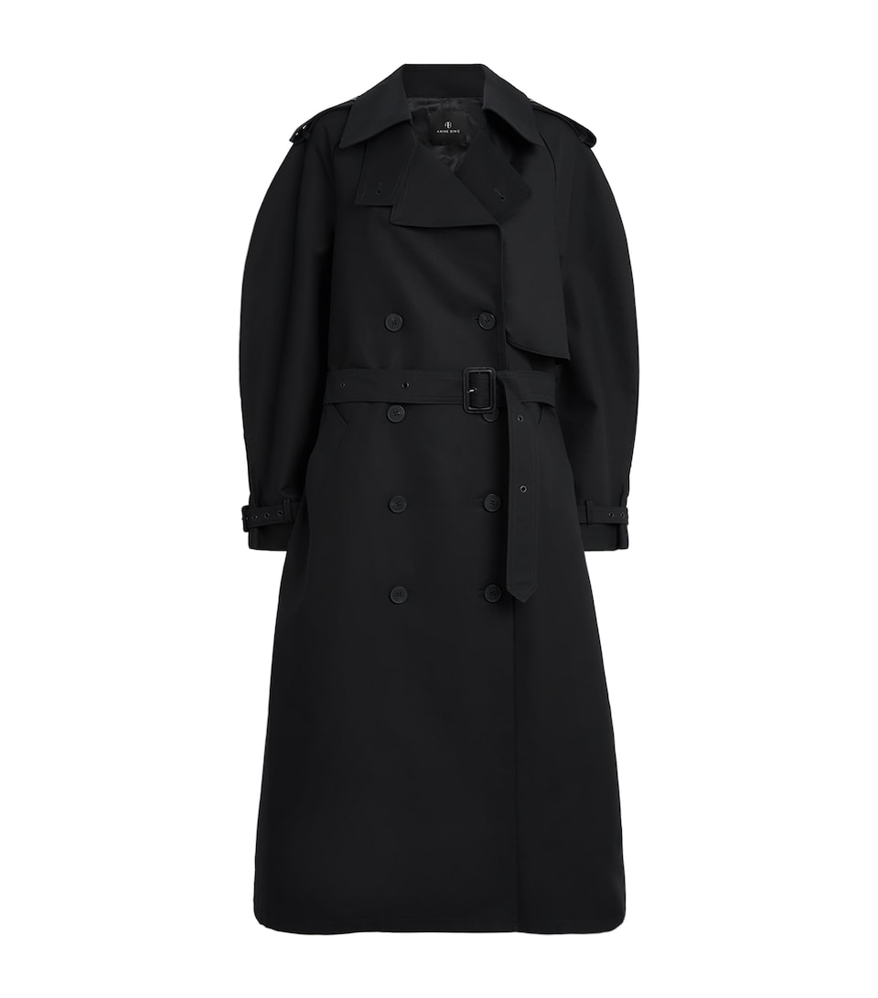 ANINE BING Womens Cotton Pascale Trench Coat Black