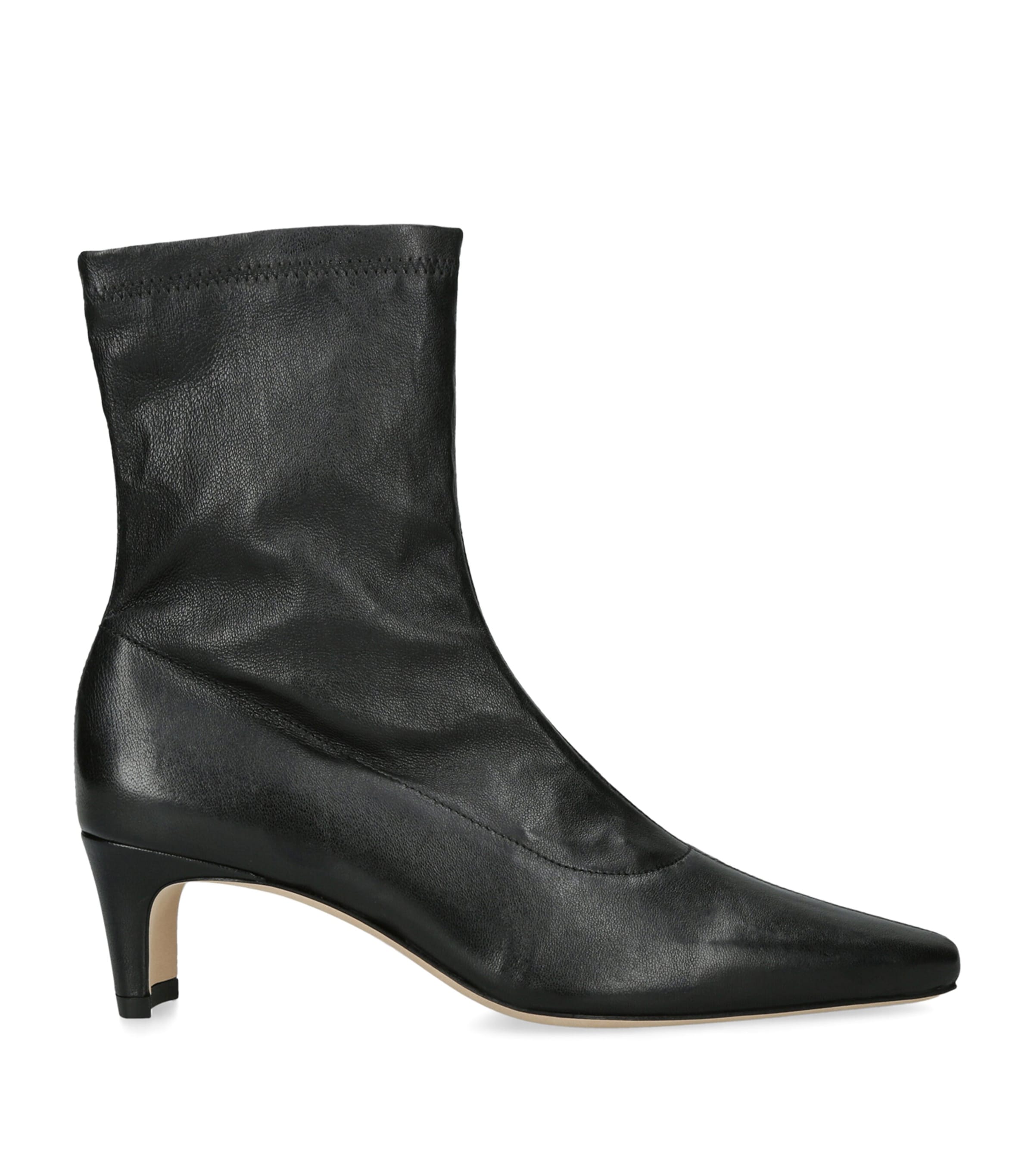 STAUD Leather Wally Sock Ankle Boots 55 Black