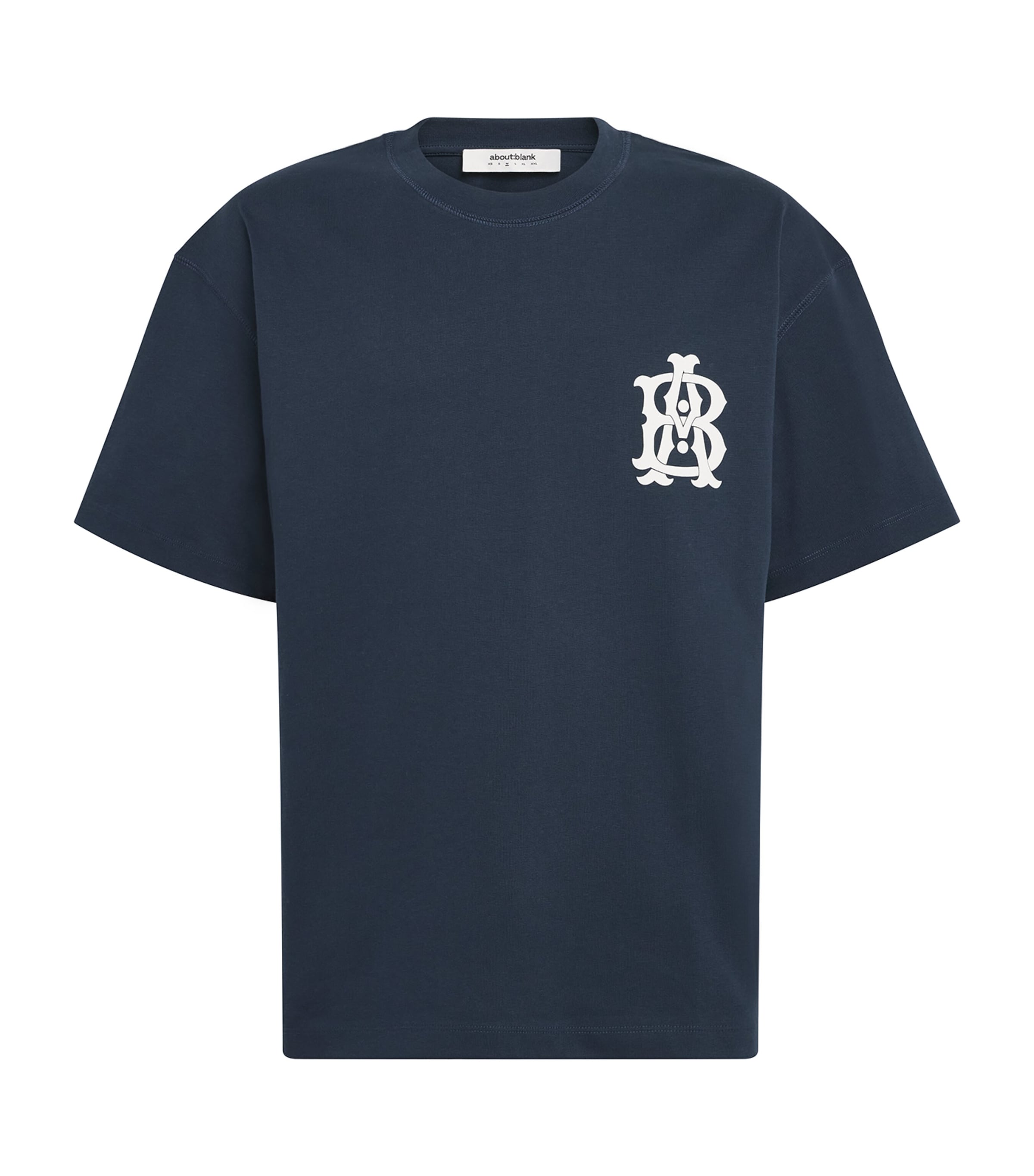 about:blank Mens Oversized Monogram T-Shirt Navy/ecru