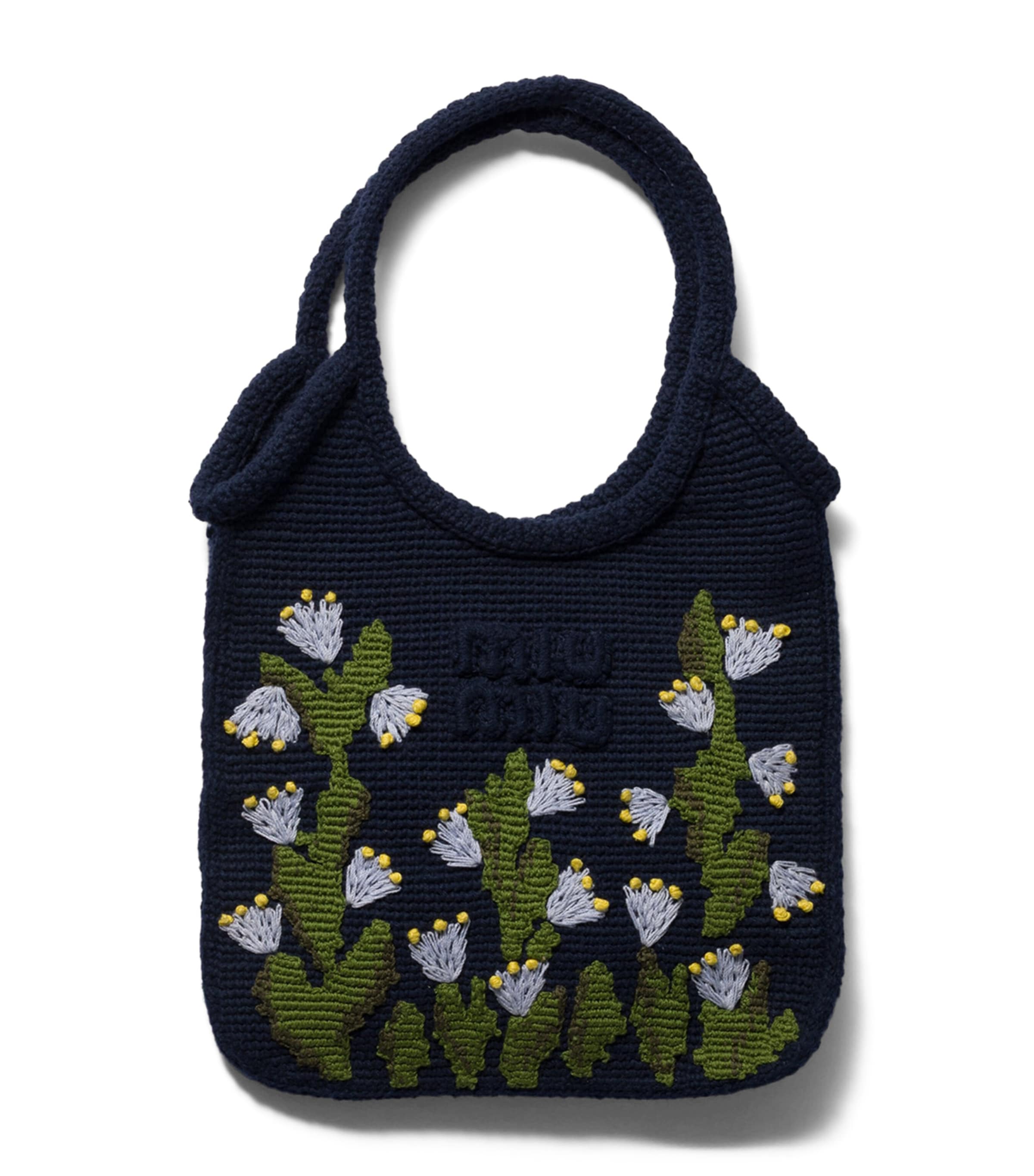 Miu Miu Cotton Crochet Ivy Tote Bag Blue