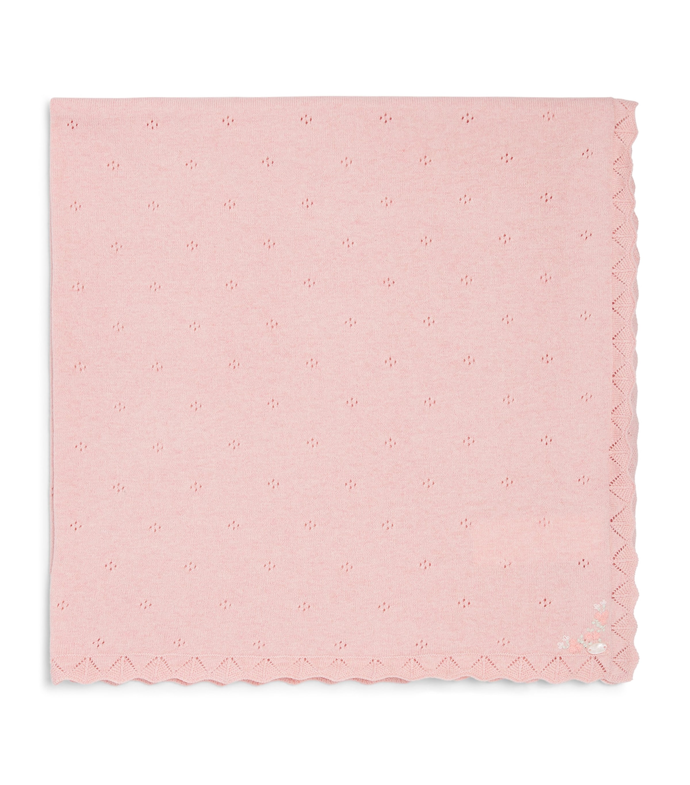 Tartine et Chocolat Cotton-Cashmere Pointelle Blanket Chiné