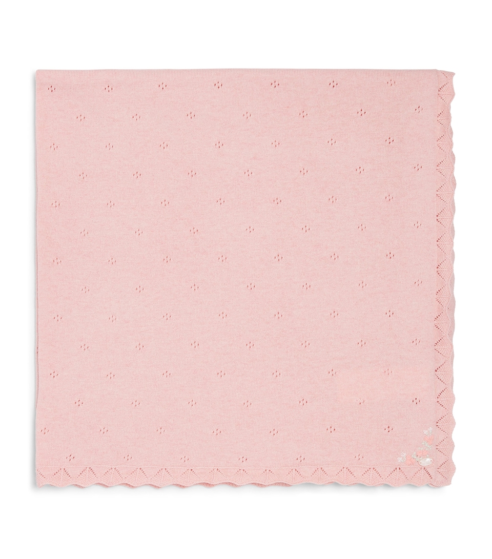 Tartine et Chocolat Cotton-Cashmere Pointelle Blanket Chiné
