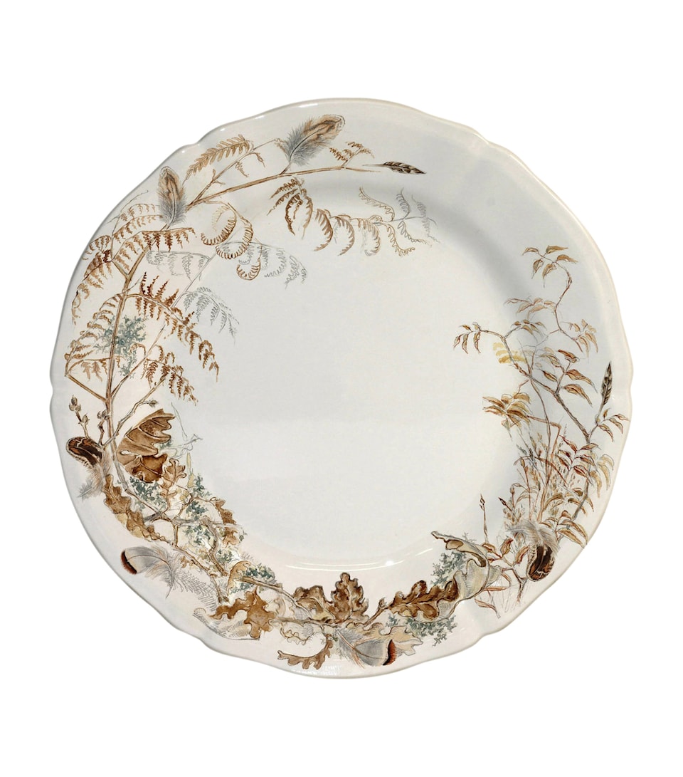 Gien Set of 4 Sologne Dinner Plates (27.5cm) White, Brown
