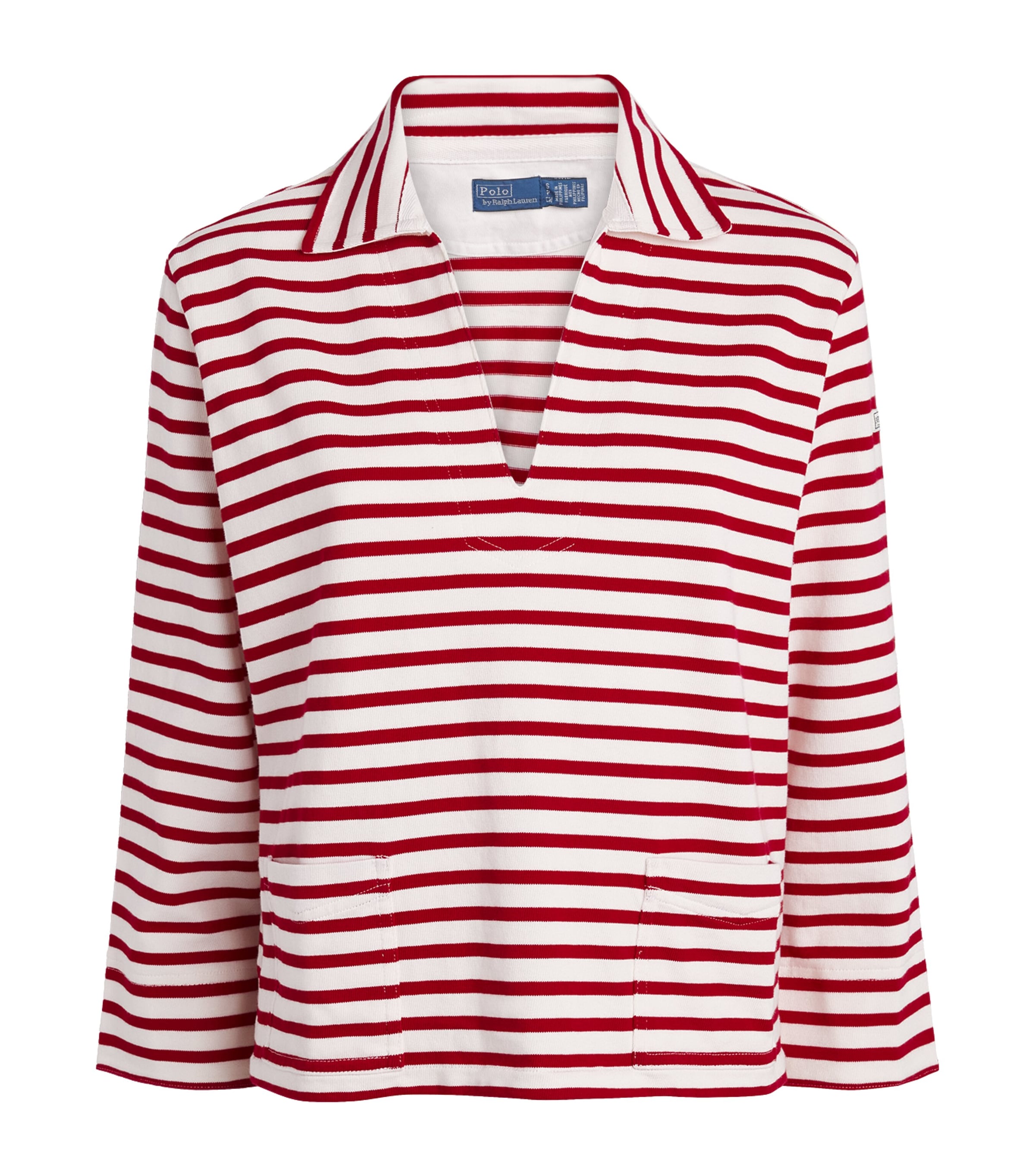 Polo Ralph Lauren Womens Cotton Stripe Rugby Shirt Rd/dckwsh Wht