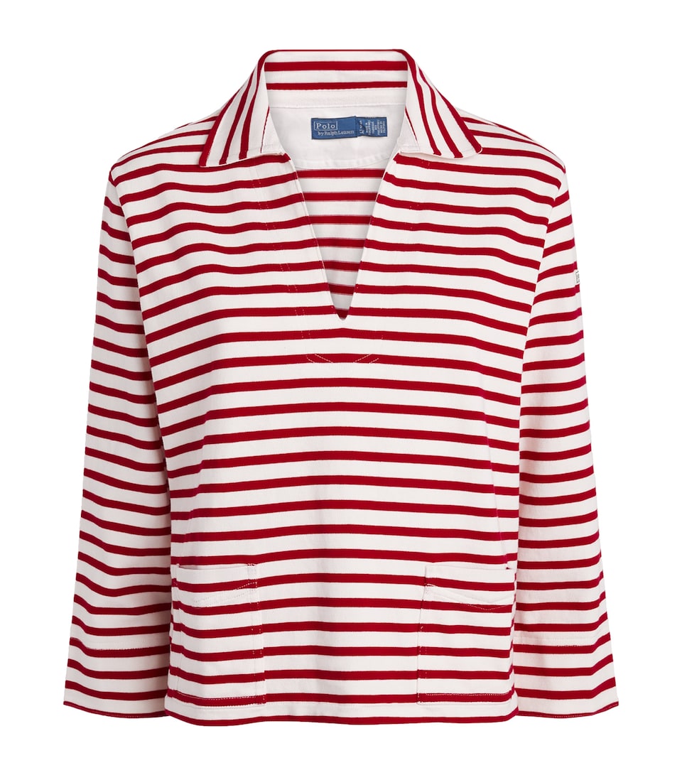 Polo Ralph Lauren Womens Cotton Stripe Rugby Shirt Rd/dckwsh Wht