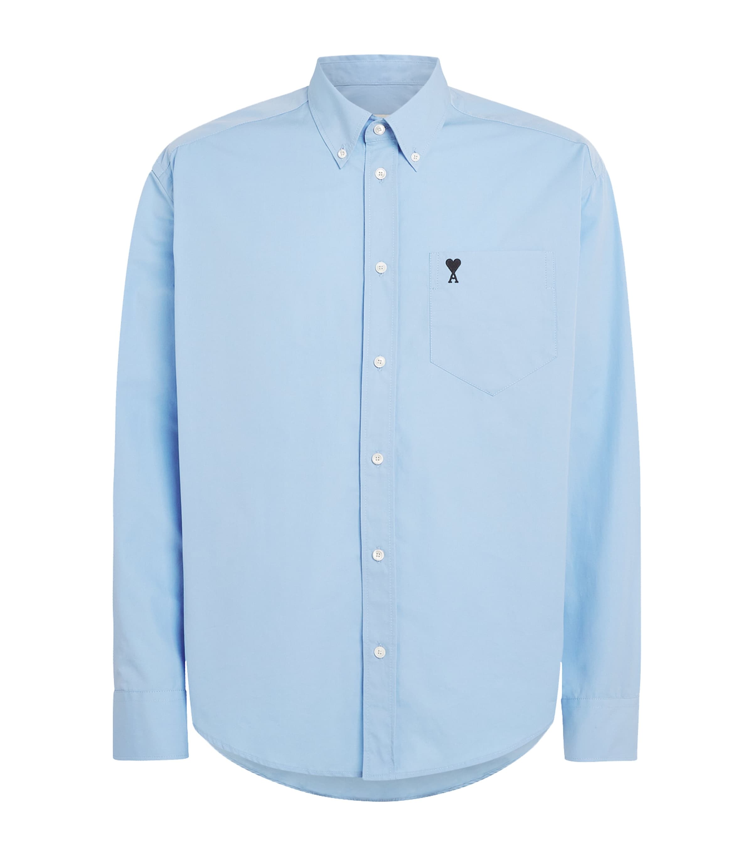 AMI Paris Mens Cotton Ami de Coeur Shirt Bleu Cachemire