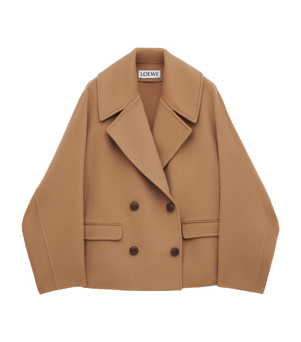 Wool Double-Breasted Short Coat