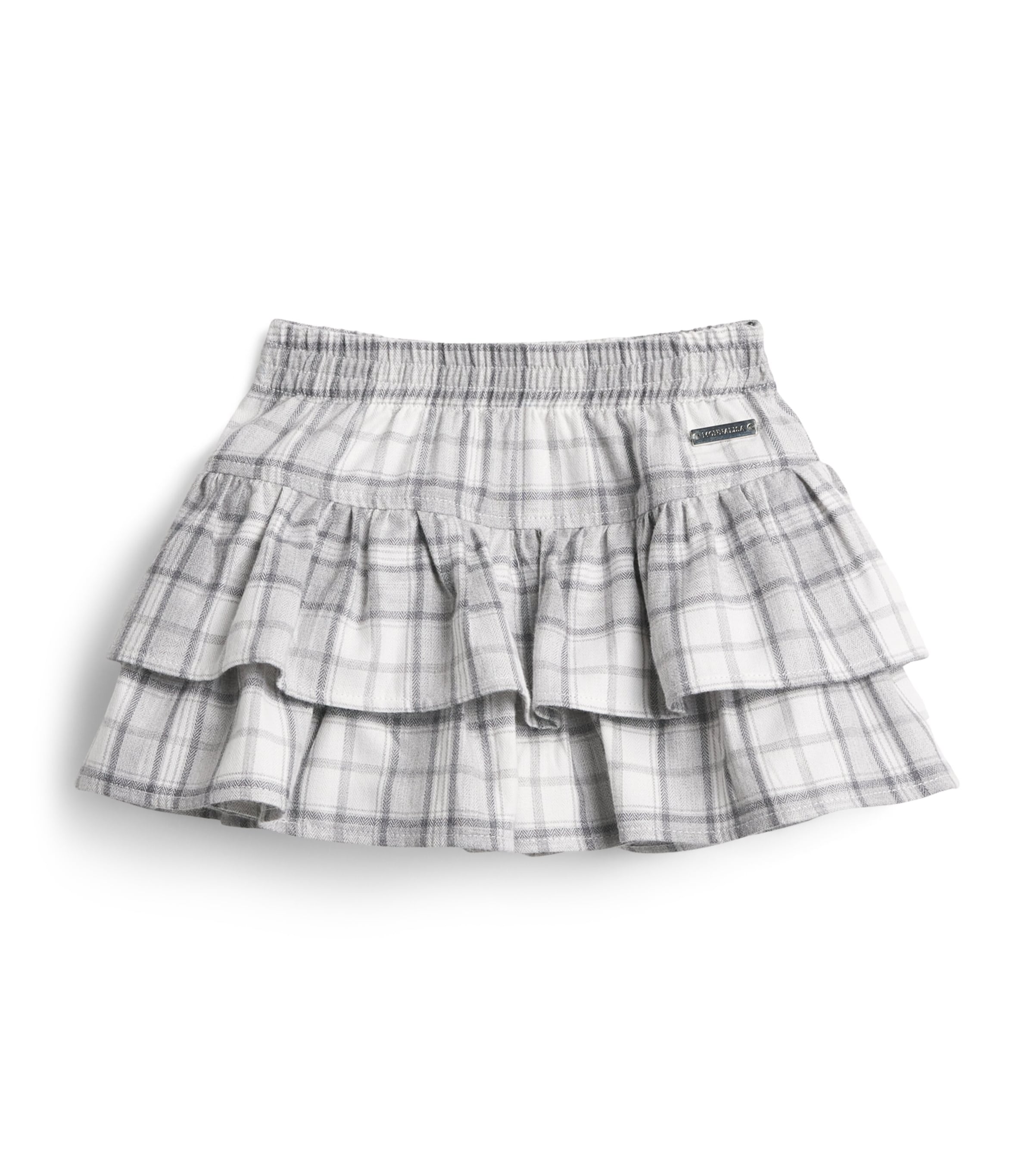 Monnalisa Tiered Tartan Print Skirt (6 Months-6 Years) Grigio Perla