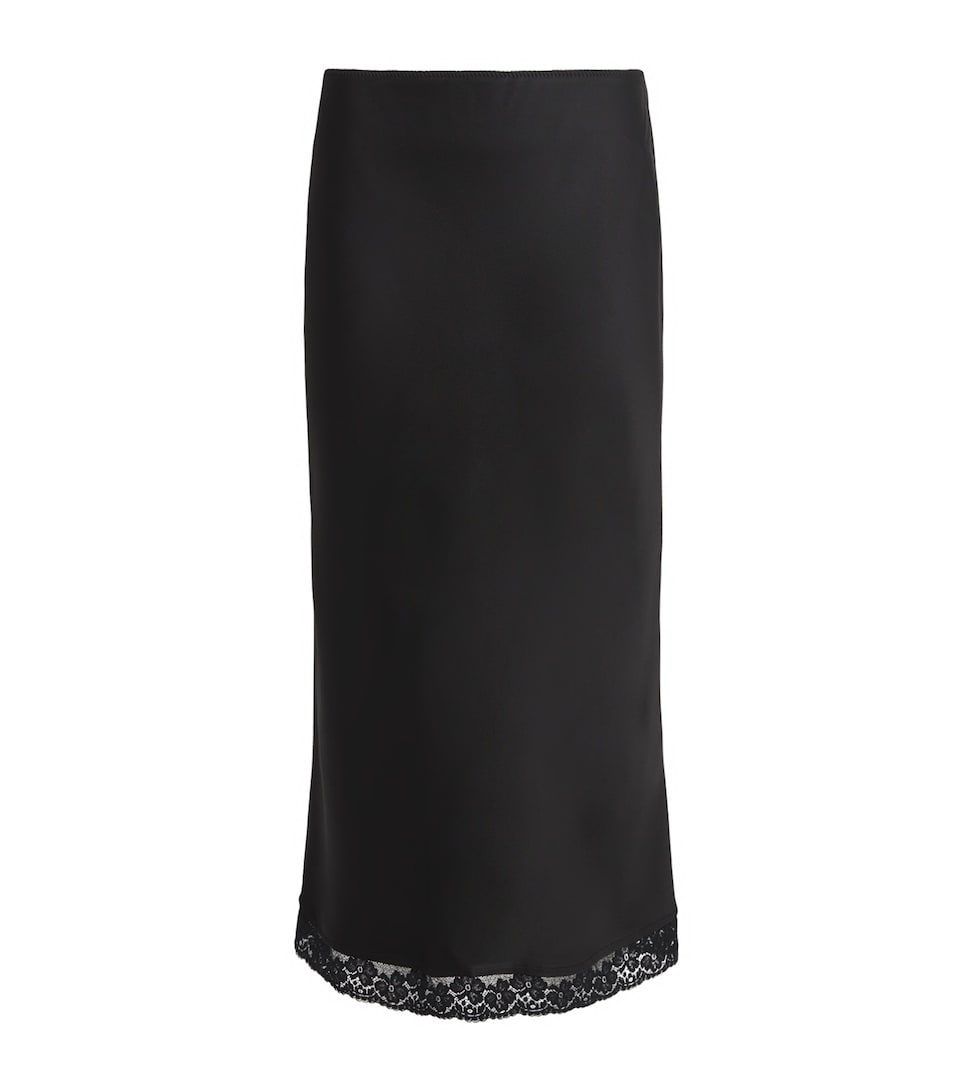Lace-Trim Midi Skirt