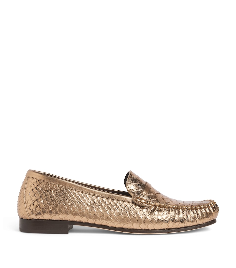 Malone Souliers Embossed Leather Knightsbridge Loafers Gold