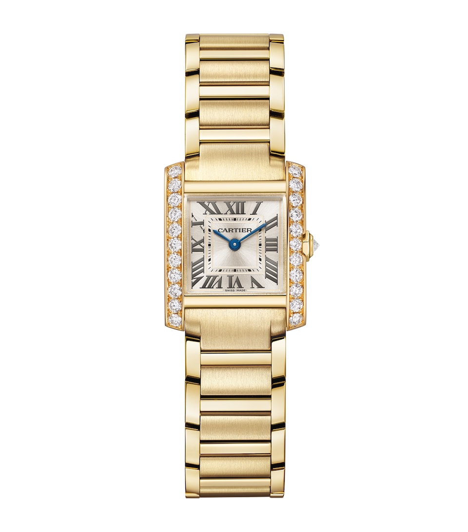 Cartier Small Yellow Gold and Diamond Tank Française Watch 21.2mm Golden