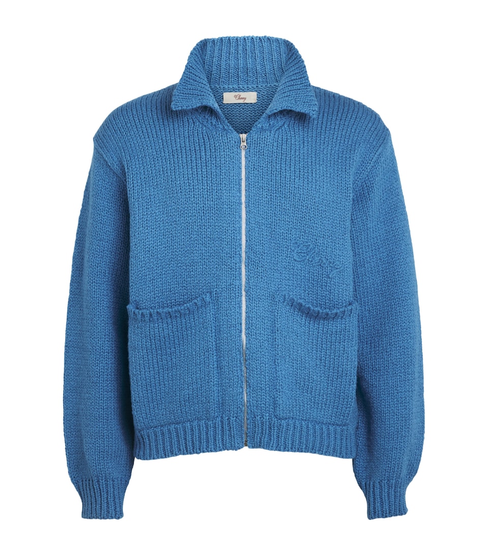 Cherry Los Angeles Mens Cotton Knitted 5 Star Jacket Steel Blue