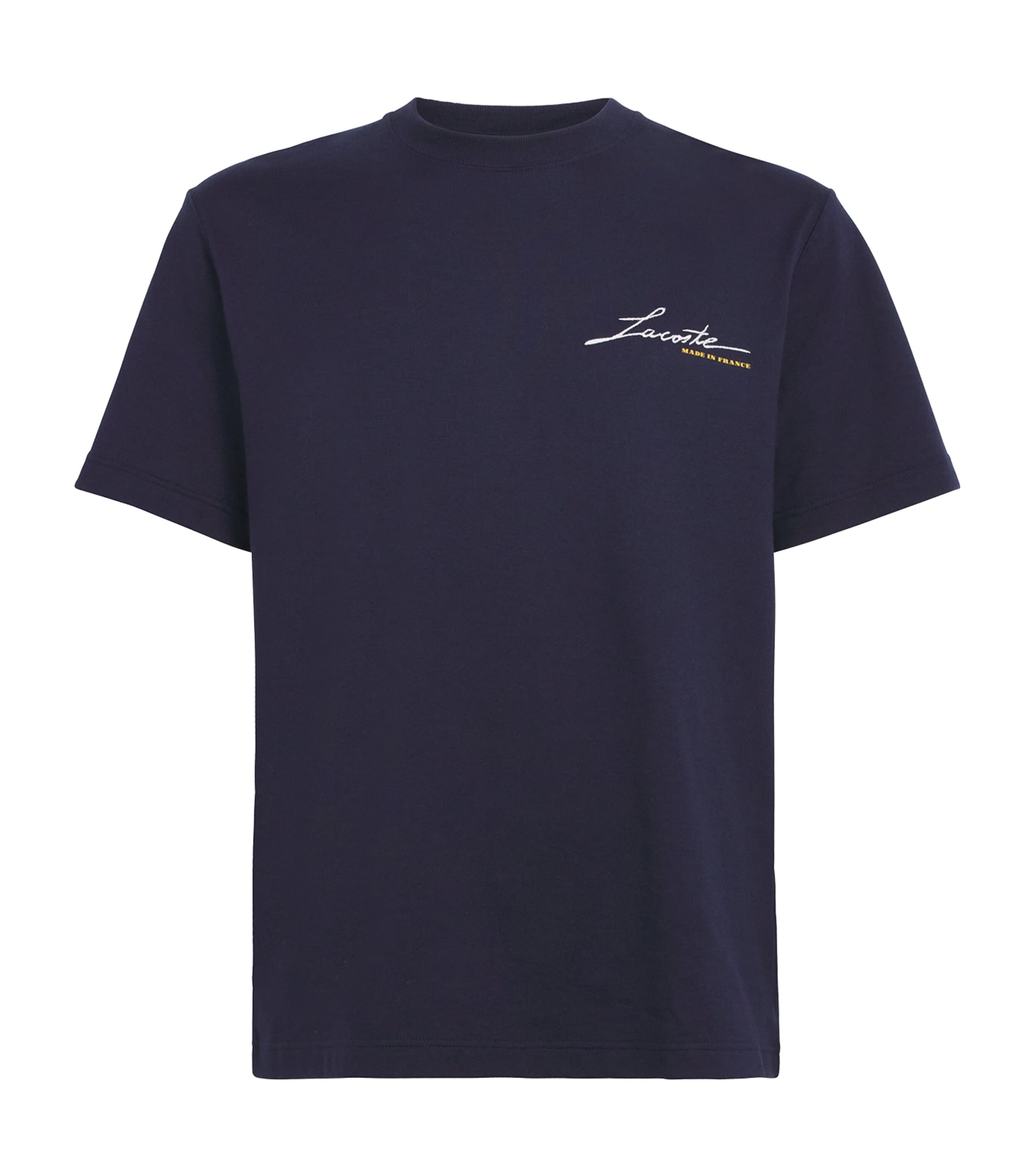 Lacoste Mens French Made Signature Embroidery T-Shirt Dark Navy Blue