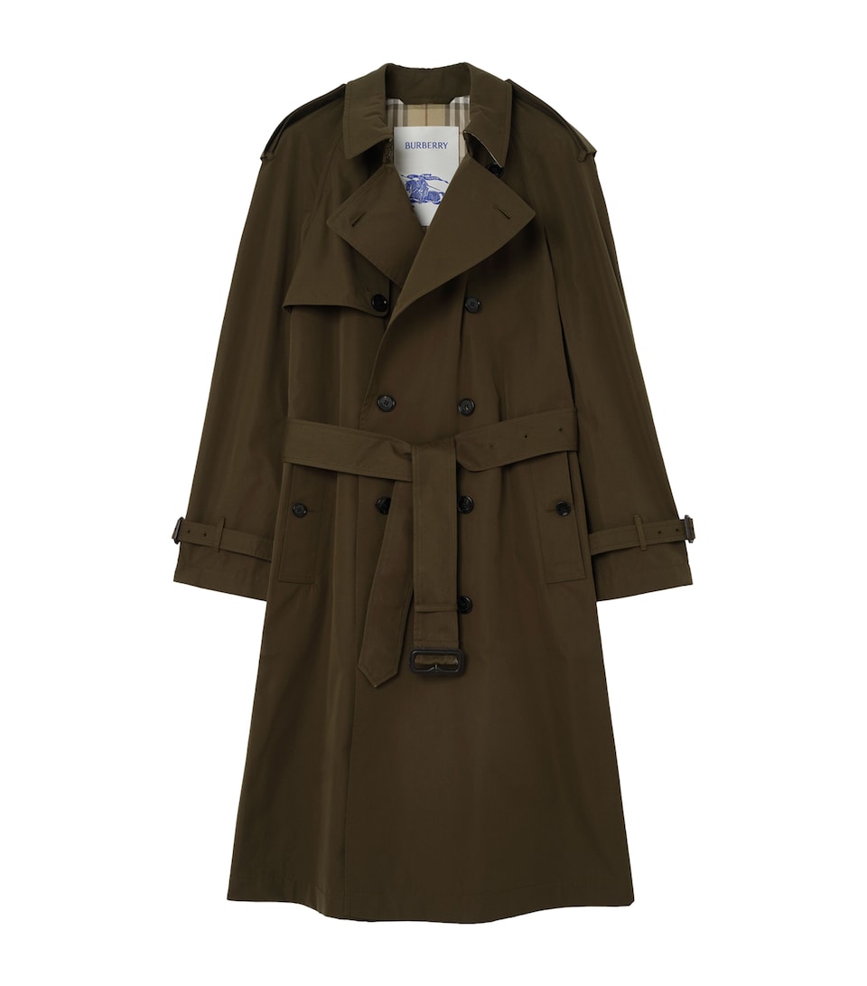 Burberry Mens Long Cotton Gabardine Trench Coat Marsh