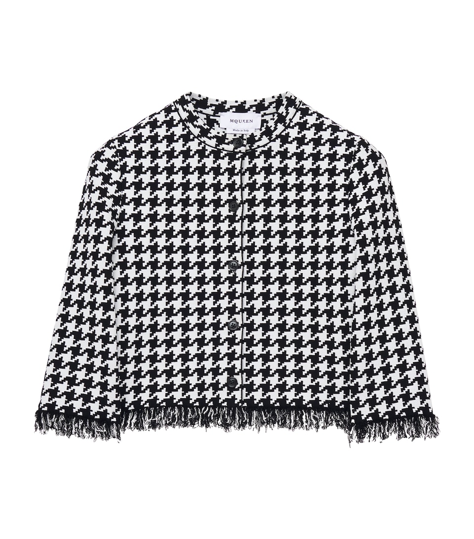 Frayed Houndstooth Cardigan