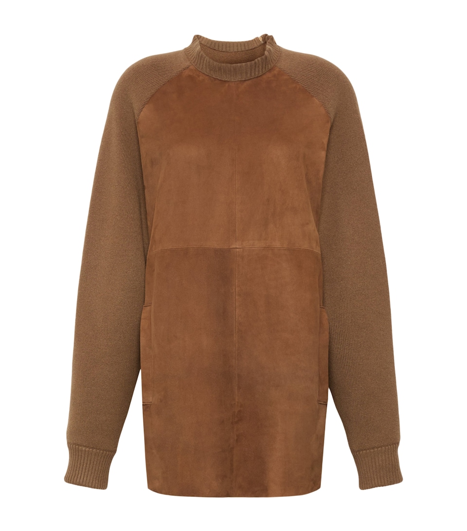 Max Mara Womens Wool-Cashmere-Suede Mini Dress Camel