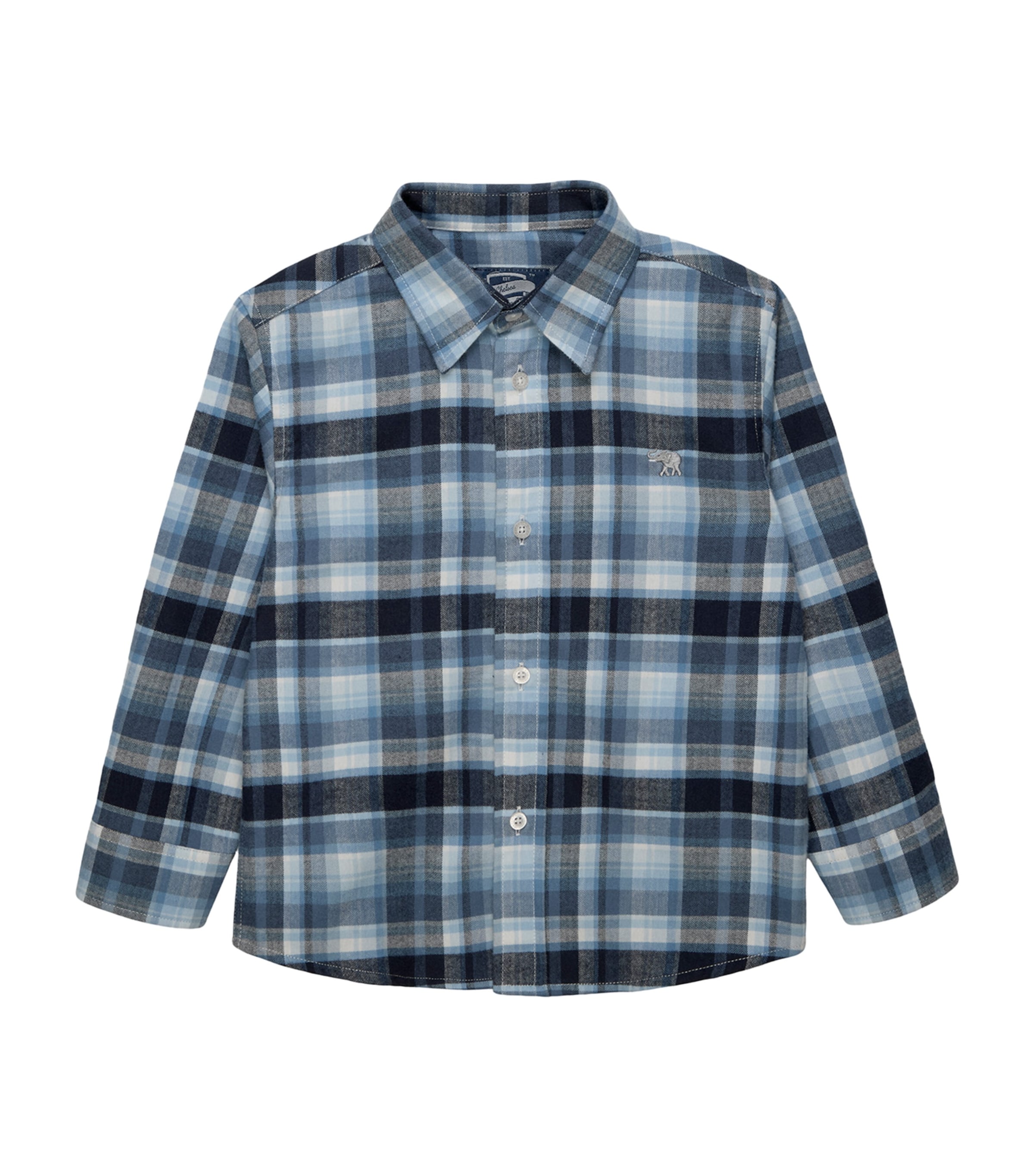 Trotters Cotton Check Oliver Shirt (6-11 Years) Navy