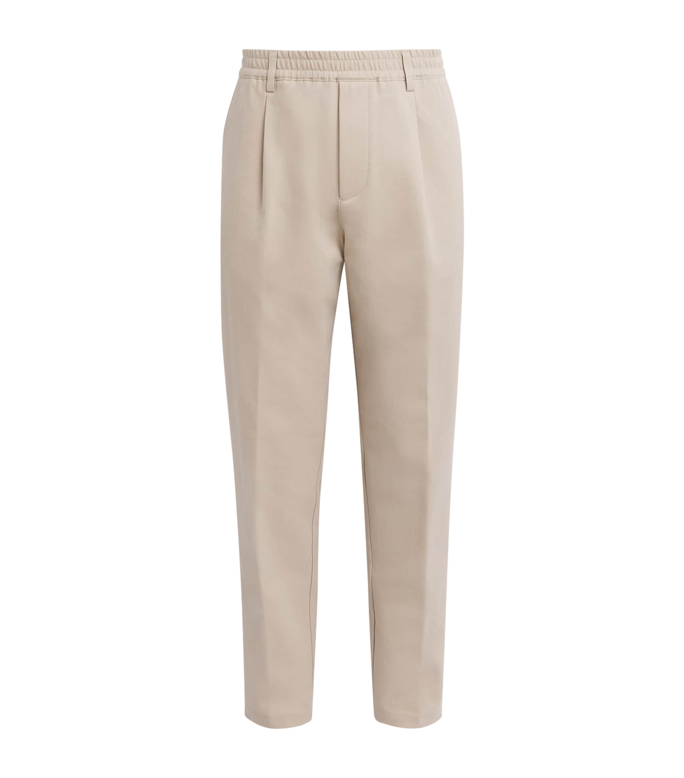 Eleventy Mens Stretch-Cotton Elasticated Trousers Sabbia