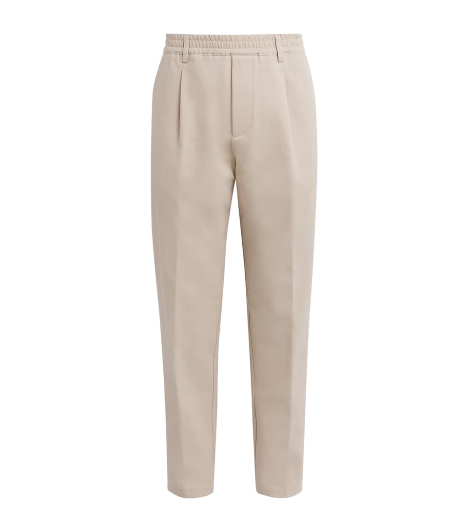 Eleventy Mens Stretch-Cotton Elasticated Trousers Sabbia