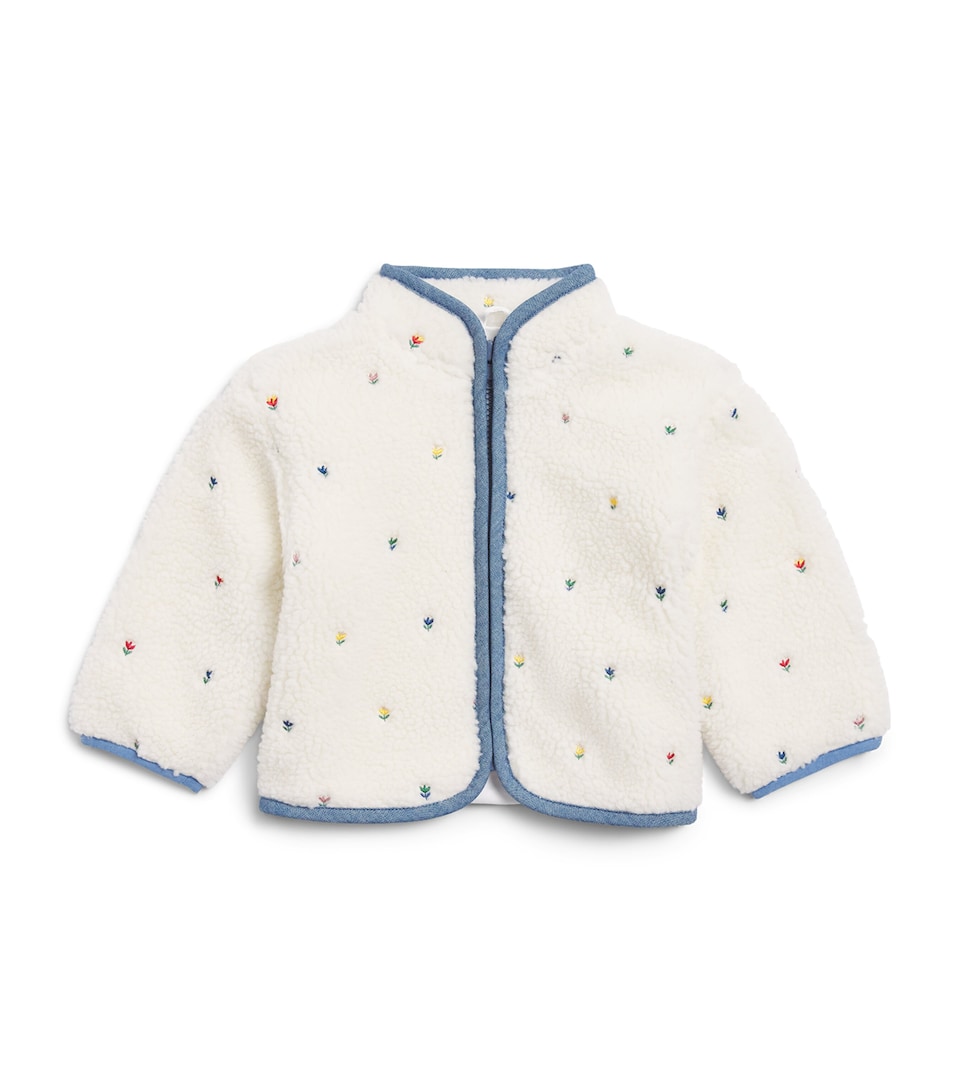 Stella McCartney Kids Fleece Floral Jacket (3-36 Months) Avorio/embr