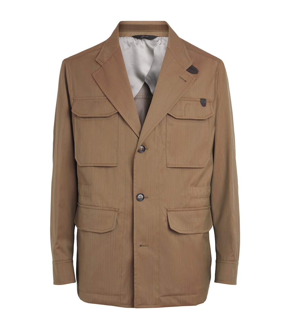 Brioni Mens Leather-Trim Blazer