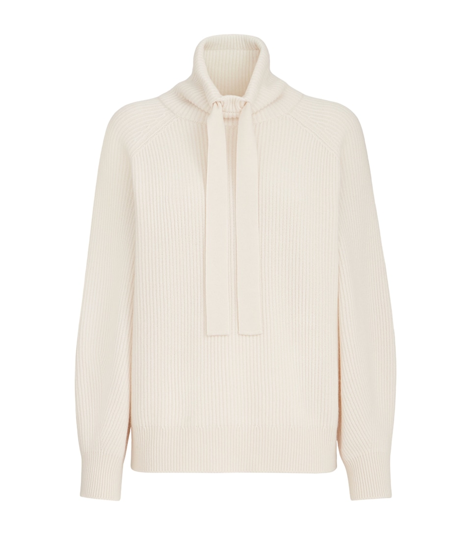 Brunello Cucinelli Womens Cashmere Ribbed High-Neck Sweater English White