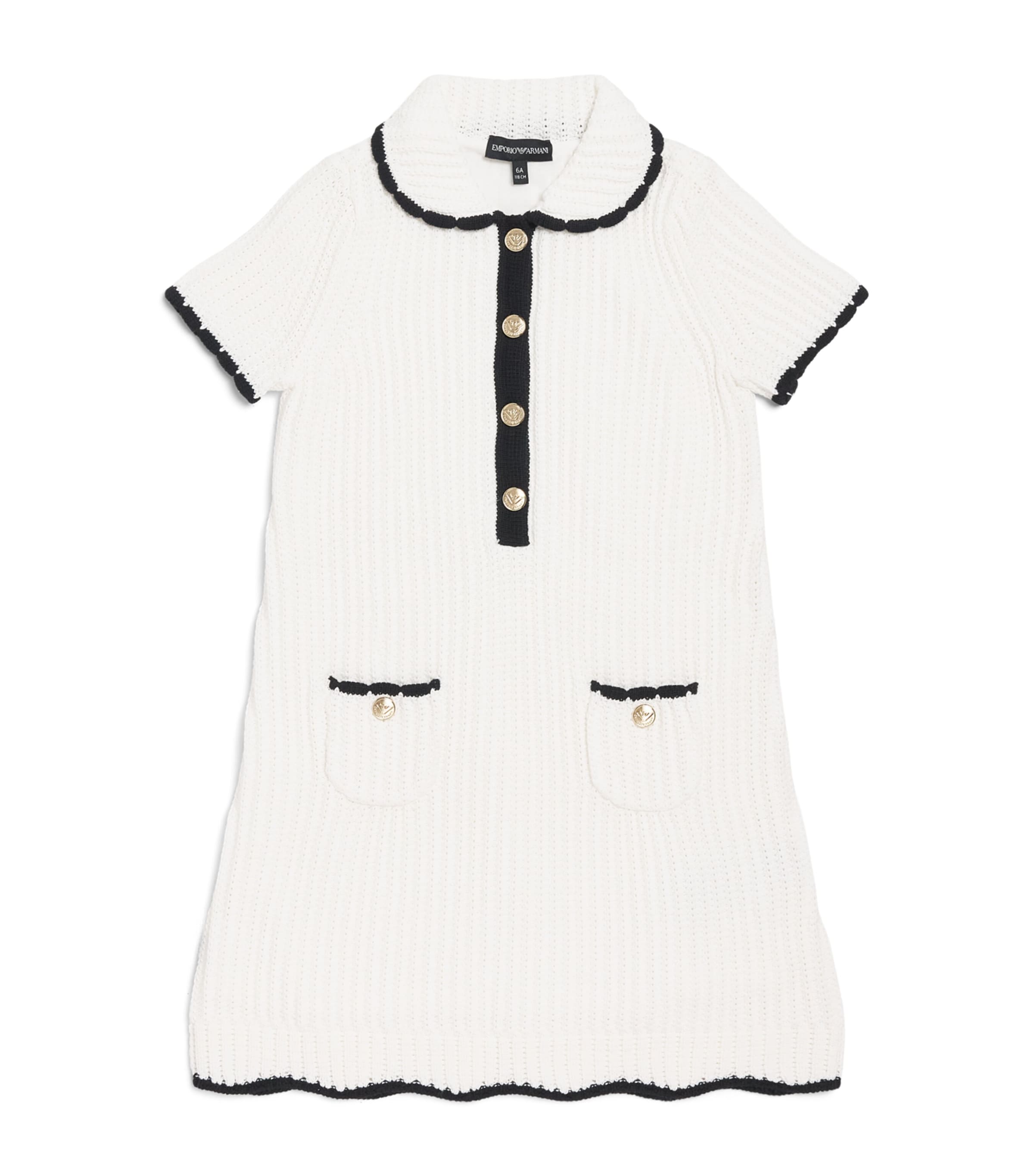 Emporio Armani Kids Cotton Knit Mini Dress (4-14 Years) Off White