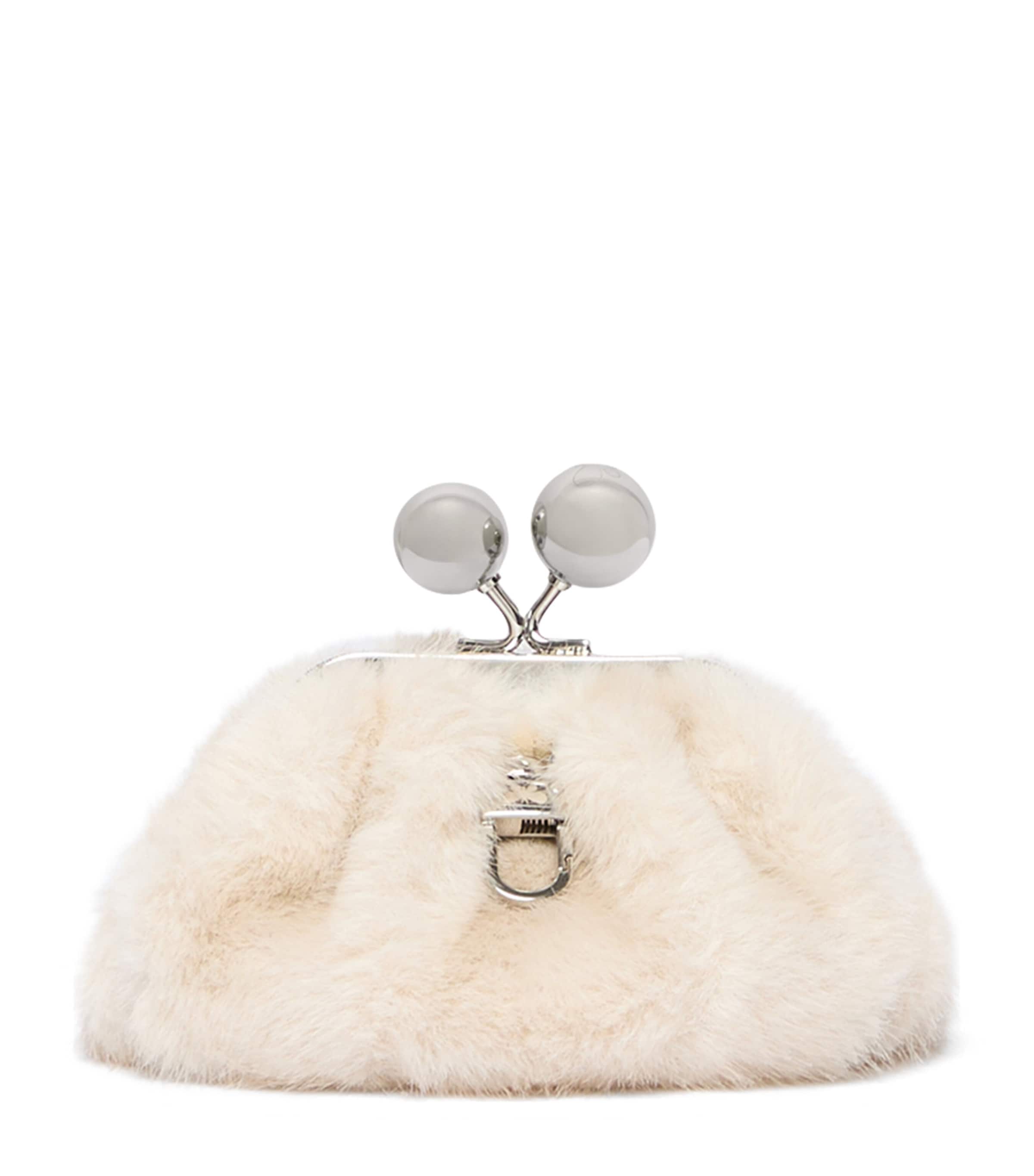 Weekend Max Mara Small Faux Fur Pasticcino Clutch Bag Ivory