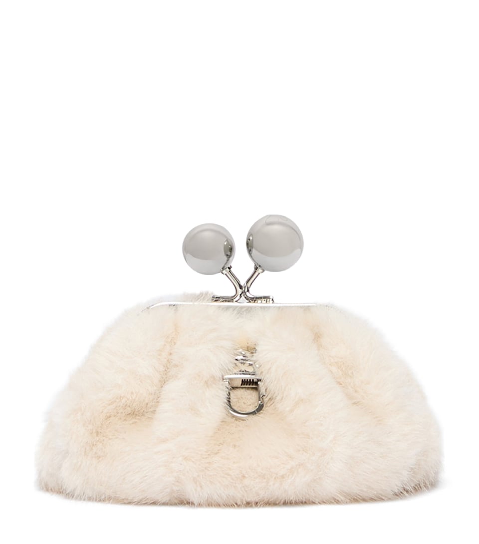 Weekend Max Mara Small Faux Fur Pasticcino Clutch Bag Ivory