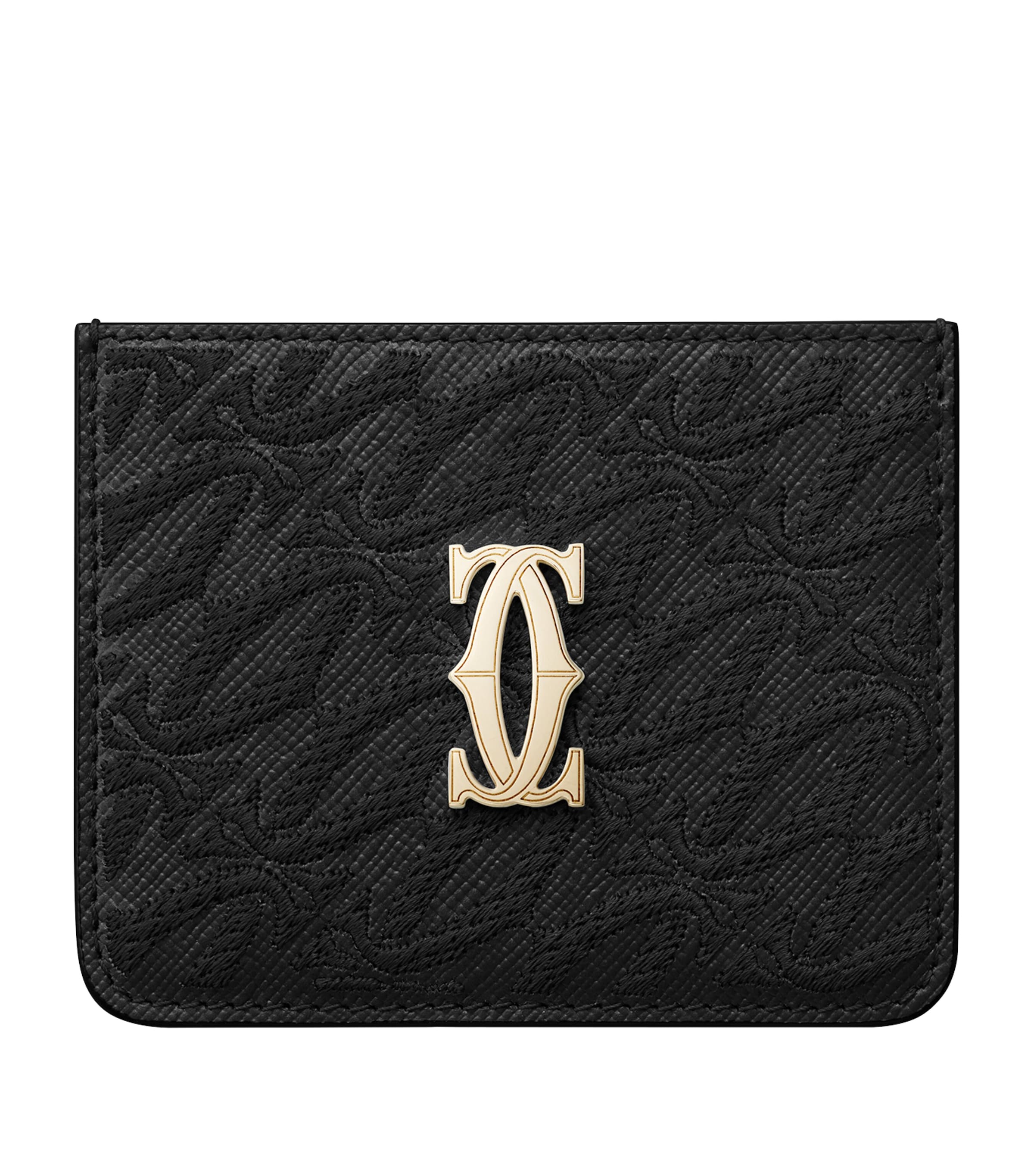 Leather C de Cartier Embroidered Card Holder