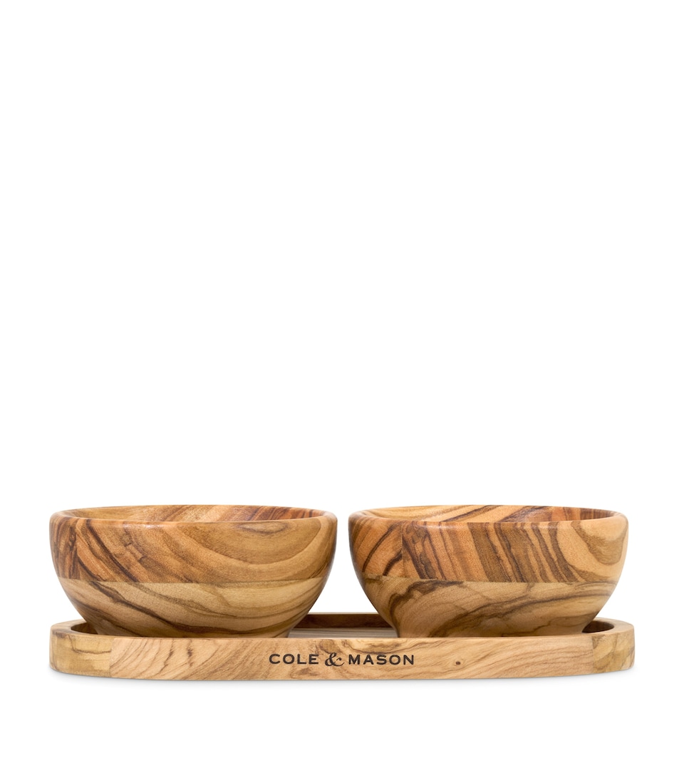 Cole & Mason Olive Wood Portobello Pinch Pot Set Brown