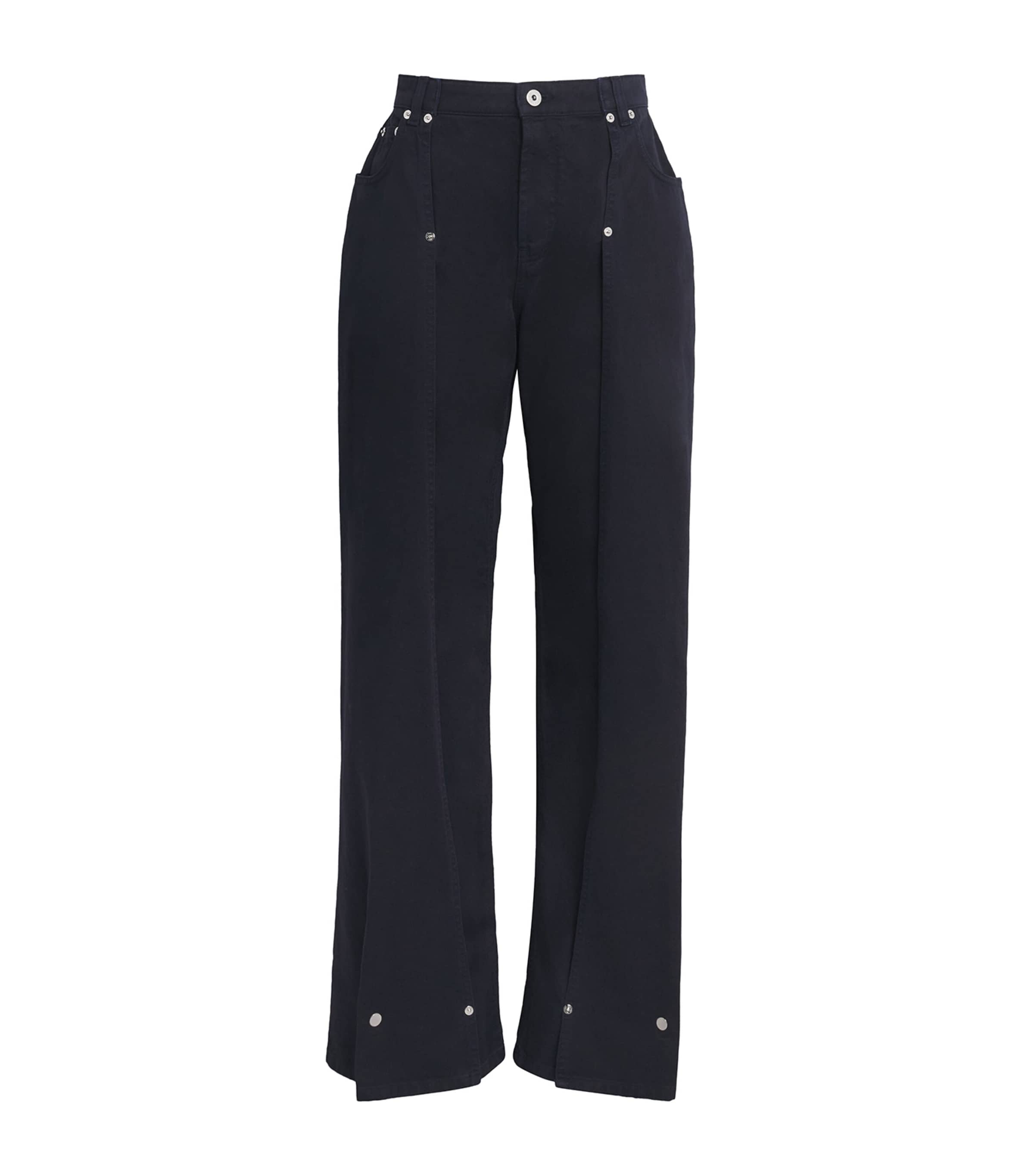 Rivet-Pleat Straight Jeans