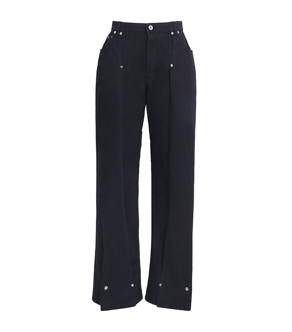 Rivet-Pleat Straight Jeans