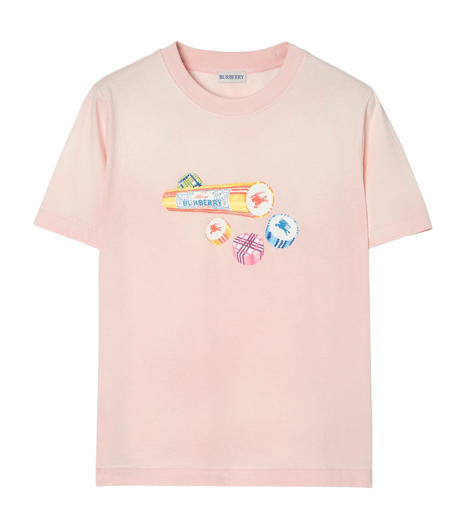 Burberry Womens Cotton Graphic T-Shirt Mallow Pink