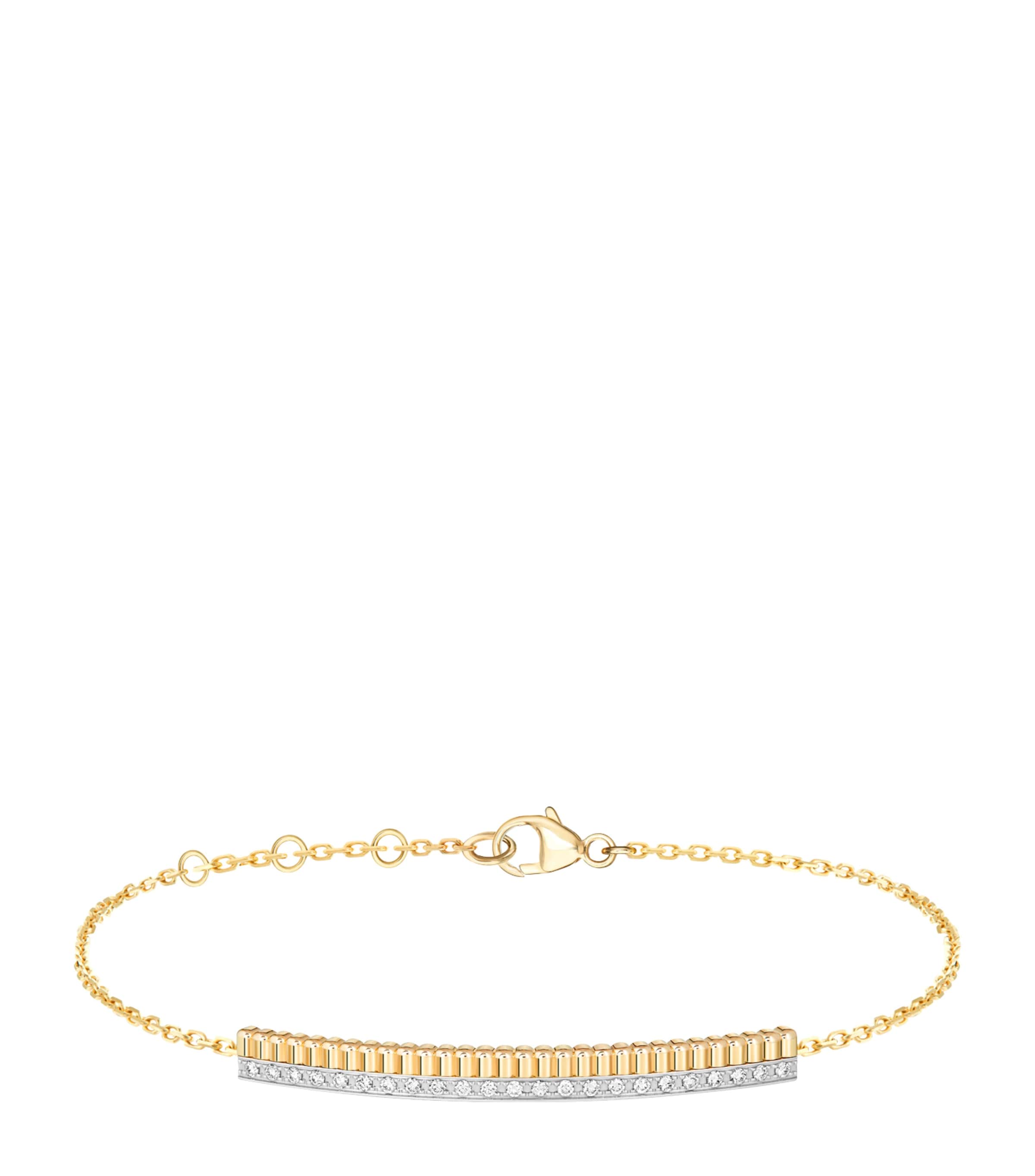 Boucheron Yellow Gold Quatre Radiant Edition Grosgrain Chain Bracelet White Gold