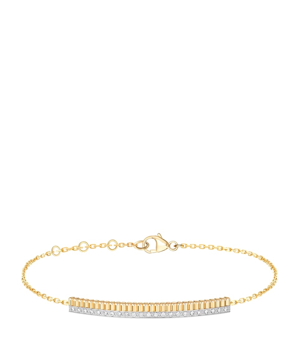 Boucheron Yellow Gold Quatre Radiant Edition Grosgrain Chain Bracelet White Gold
