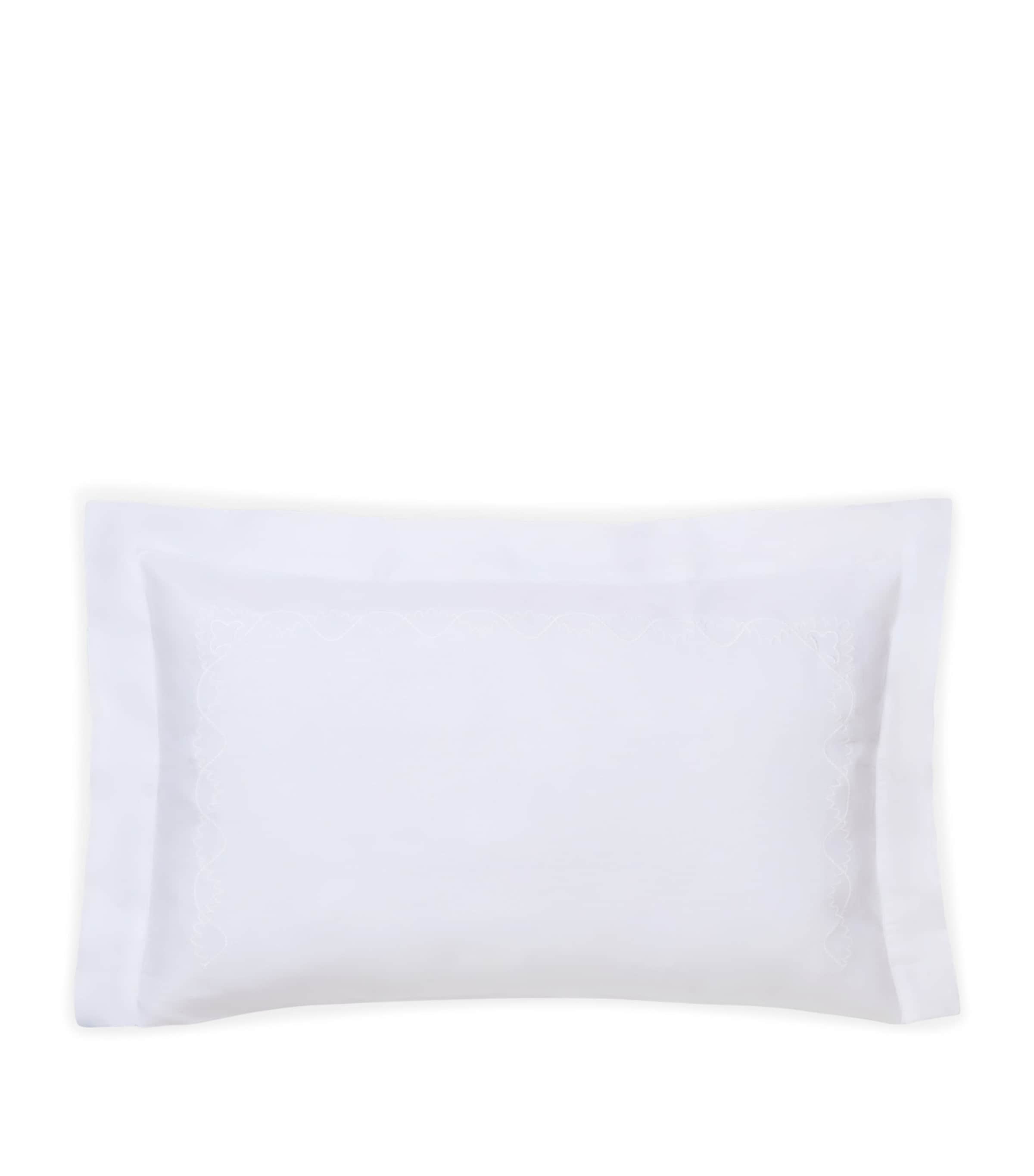 Loretta Caponi Cotton Art Deco Pillowcase Pair (50cm x 75cm) White On White