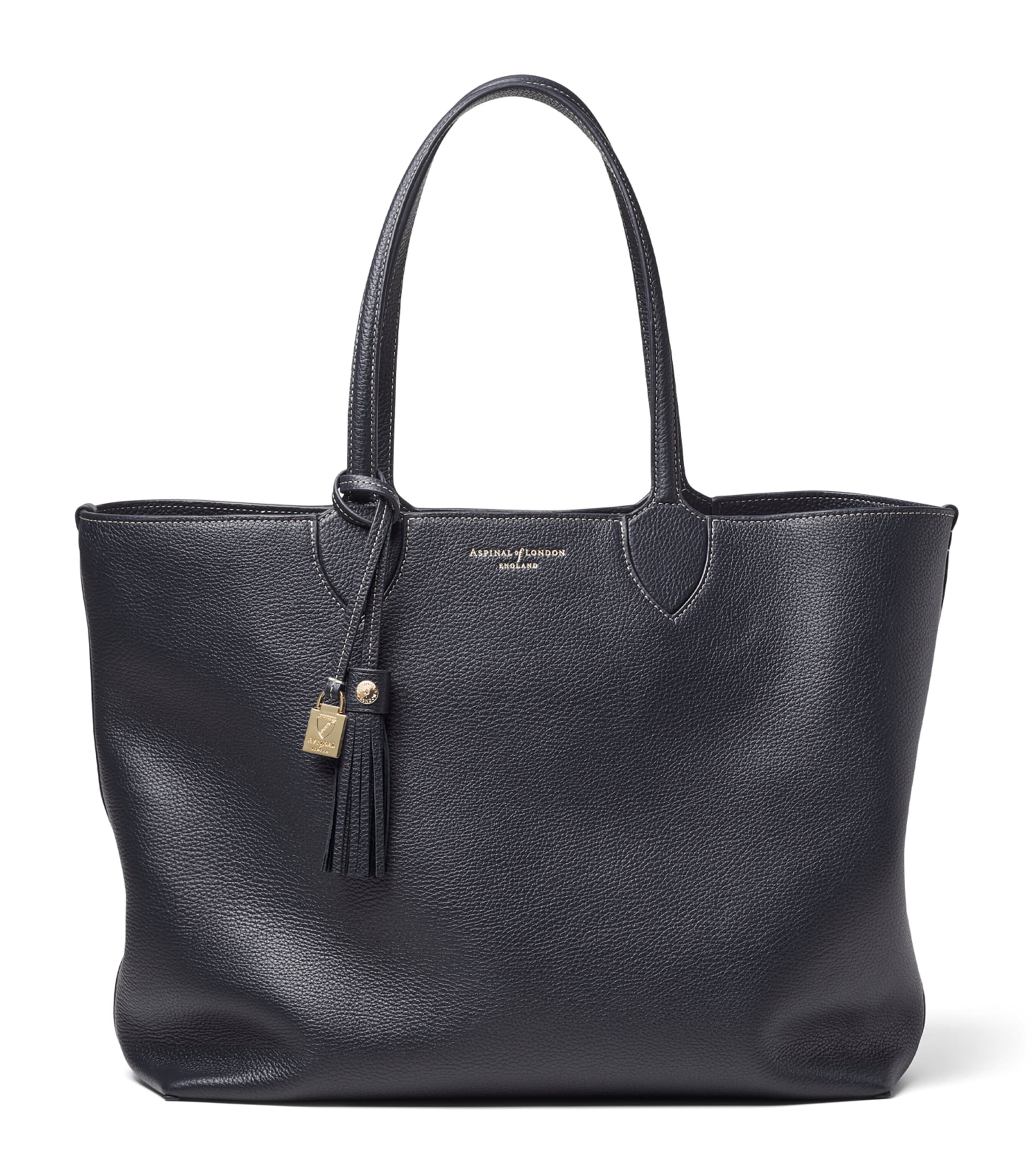 Aspinal Of London Leather Hudson Tote Bag Navy