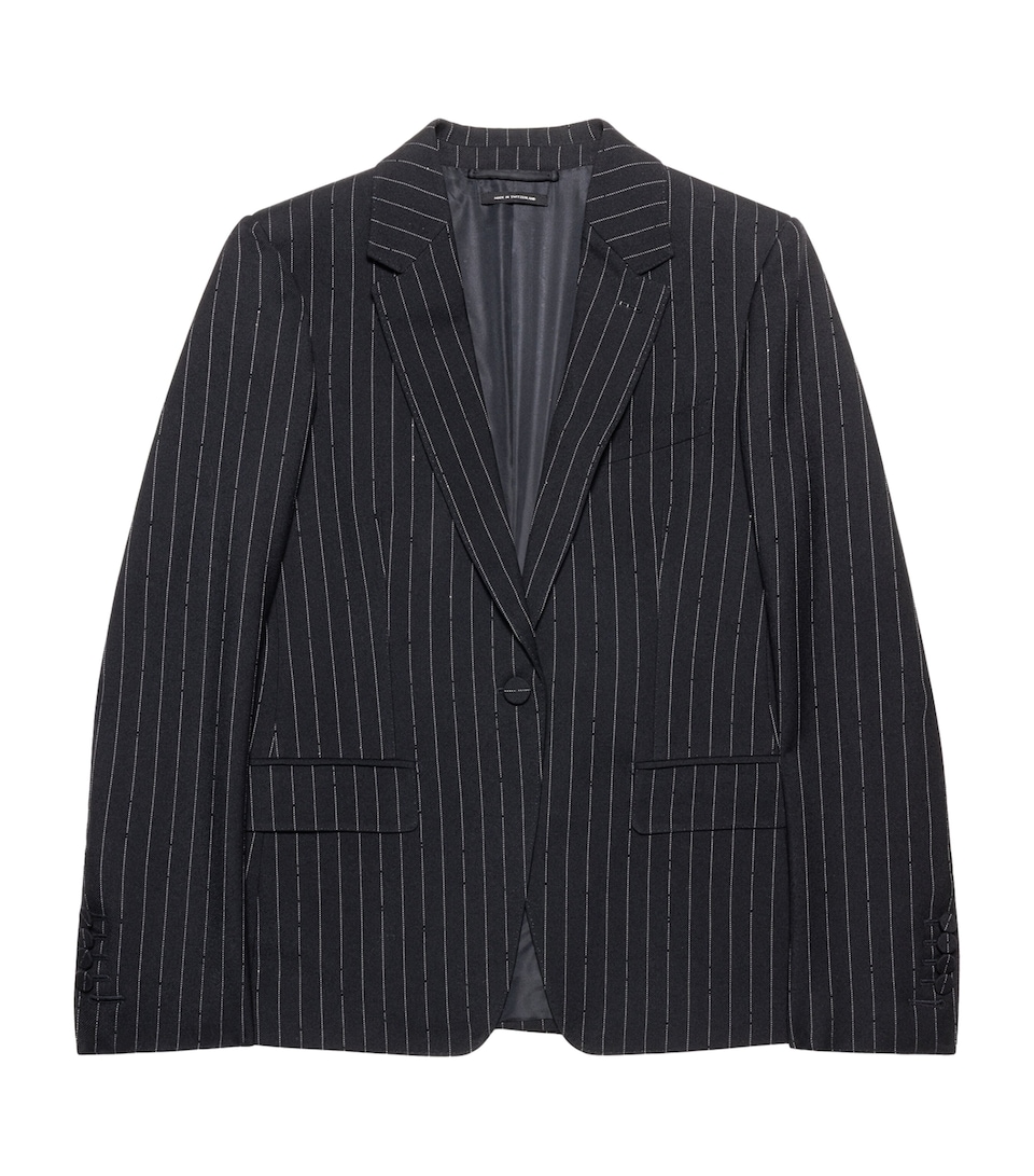 TOM FORD Womens Virgin Wool Embellished-Stripe Blazer Naa
